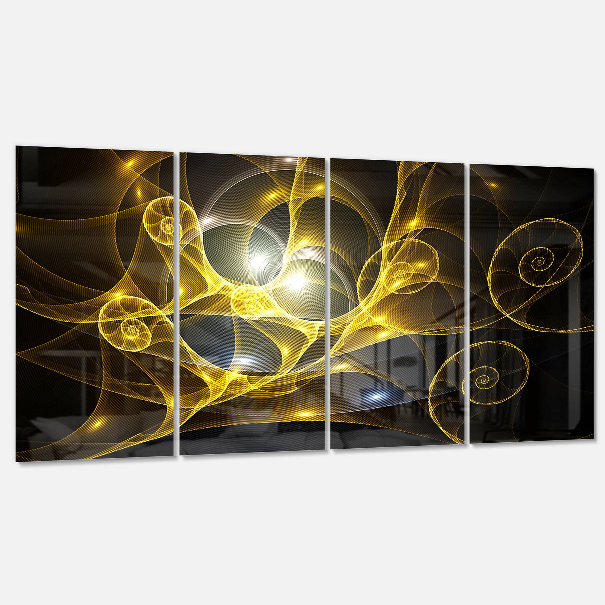 Designart - Golden Curly Spiral on Black