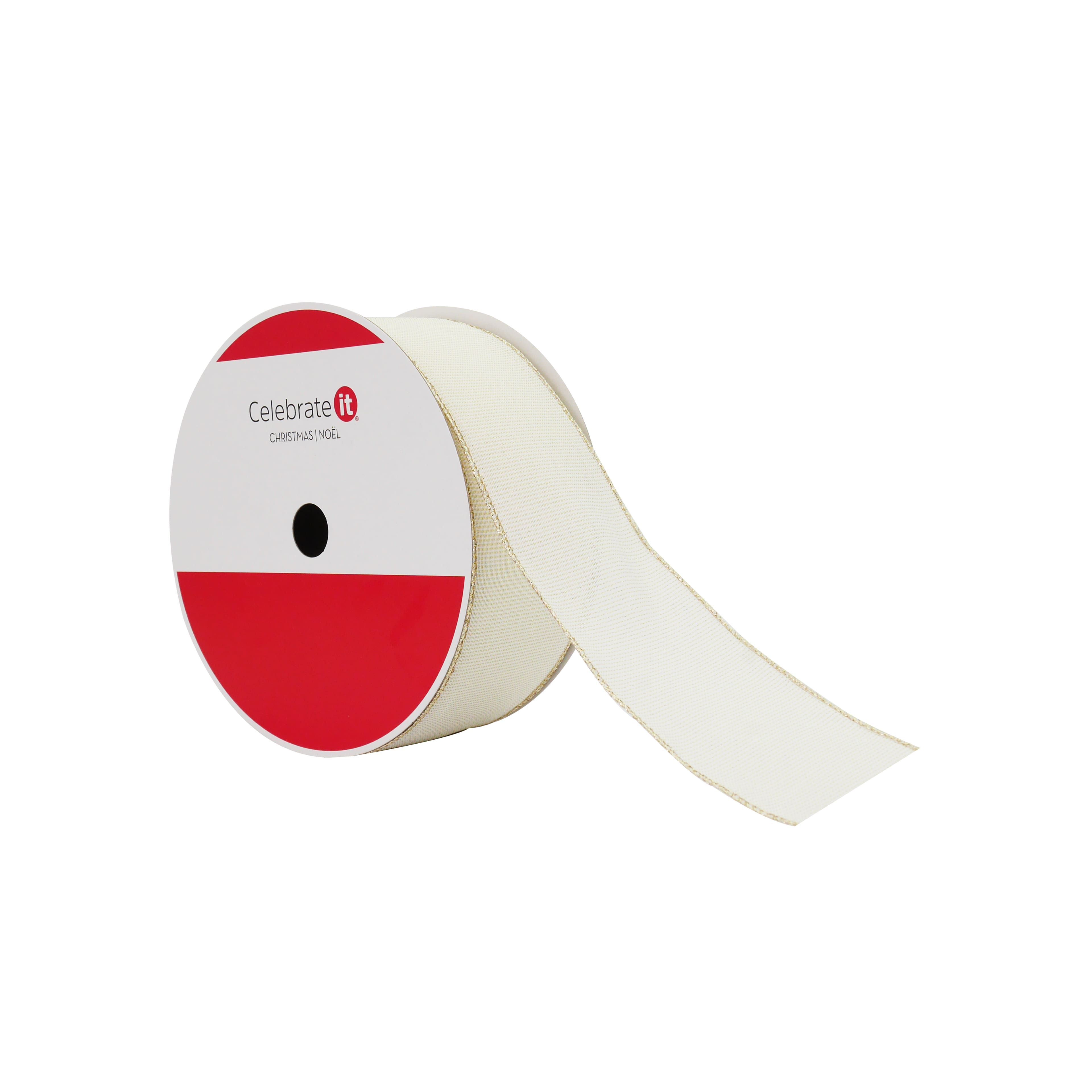 2.5&#x22; x 80ft. Cream Shimmer Wired Jumbo Ribbon by Celebrate It&#xAE;