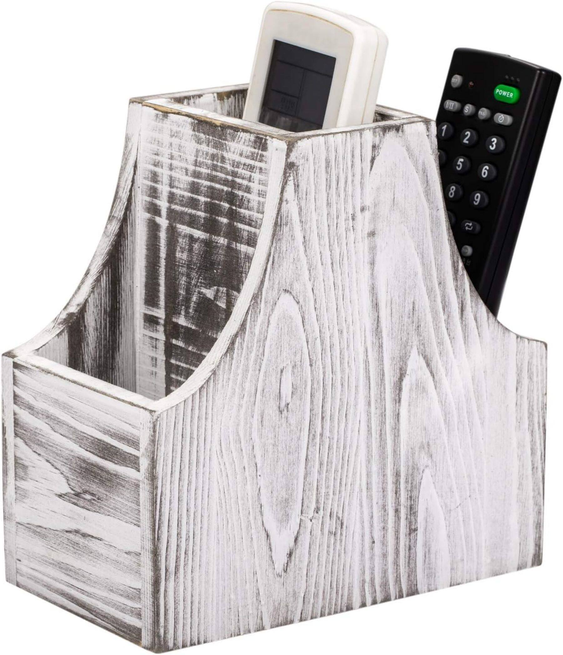 NEX&#x2122; 6.5&#x22; Rustic White 3-Compartment Remote Control Holder