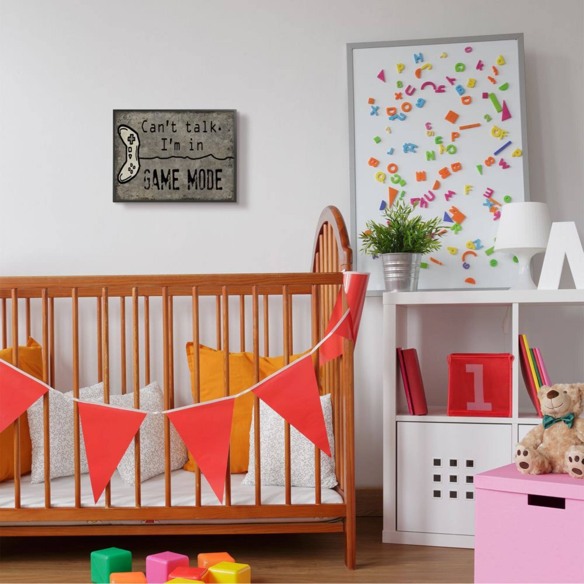 Stupell Industries Can't Talk Game Mode Quote Brown Controller Framed Wall Art