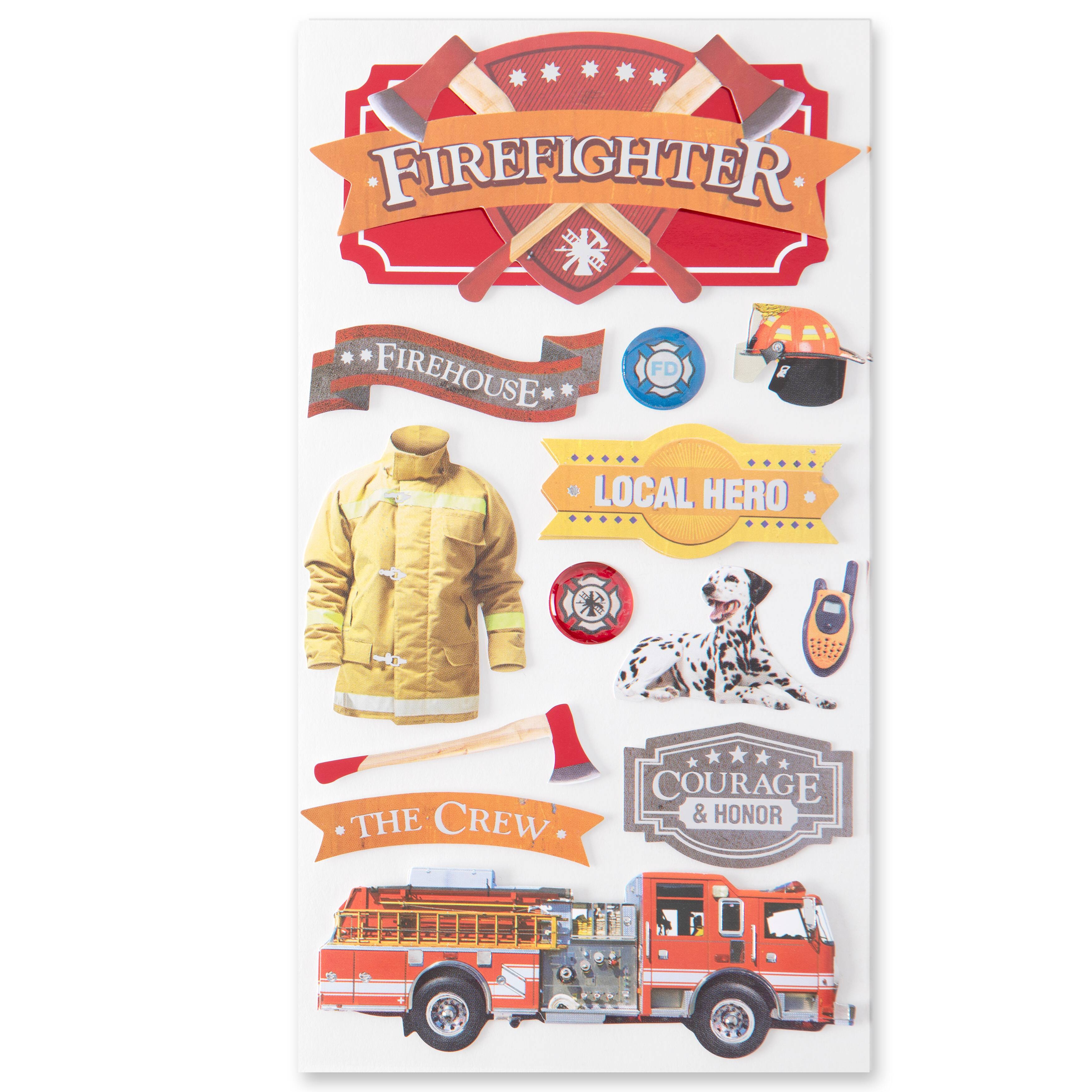 12 Pack: Firefighter Dimensional Stickers by Recollections&#x2122;