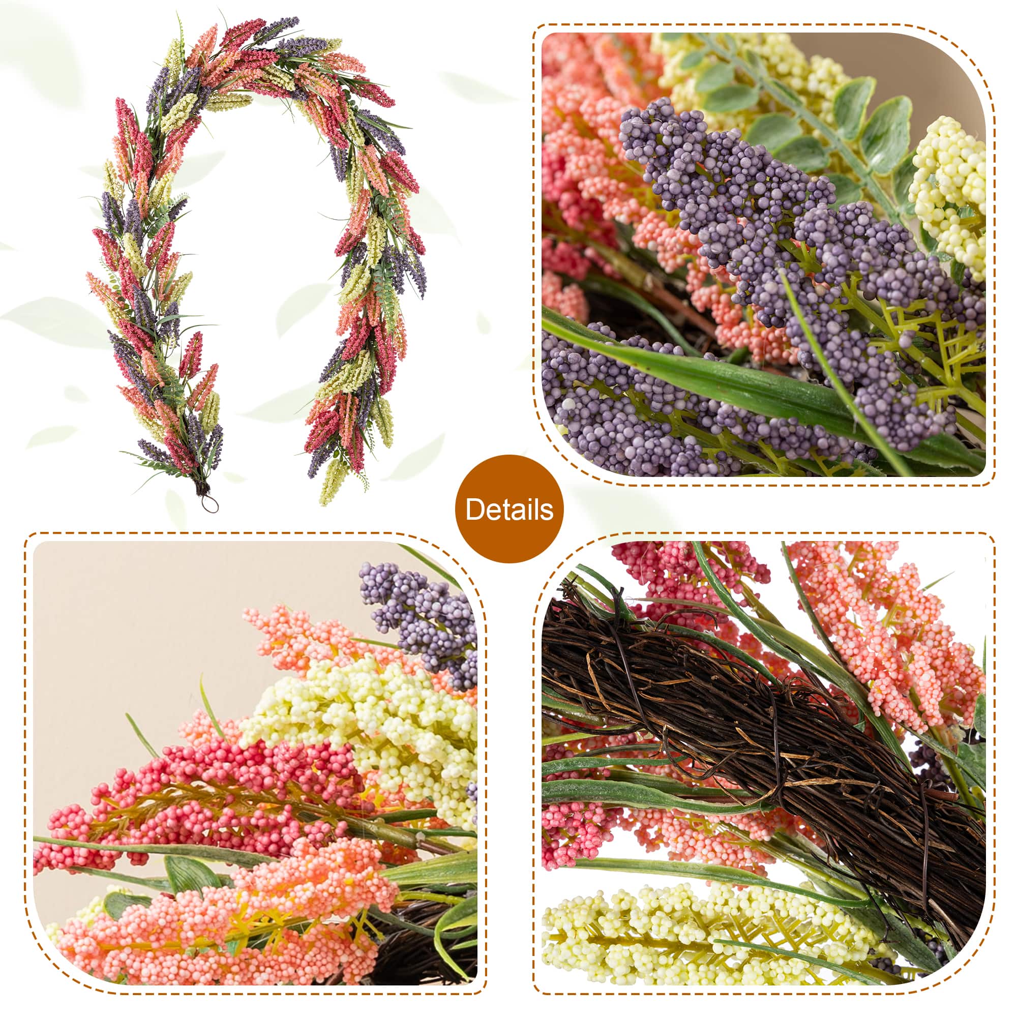 Glitzhome® 6ft. Pink, Purple & Yellow Mixed Heather Garland