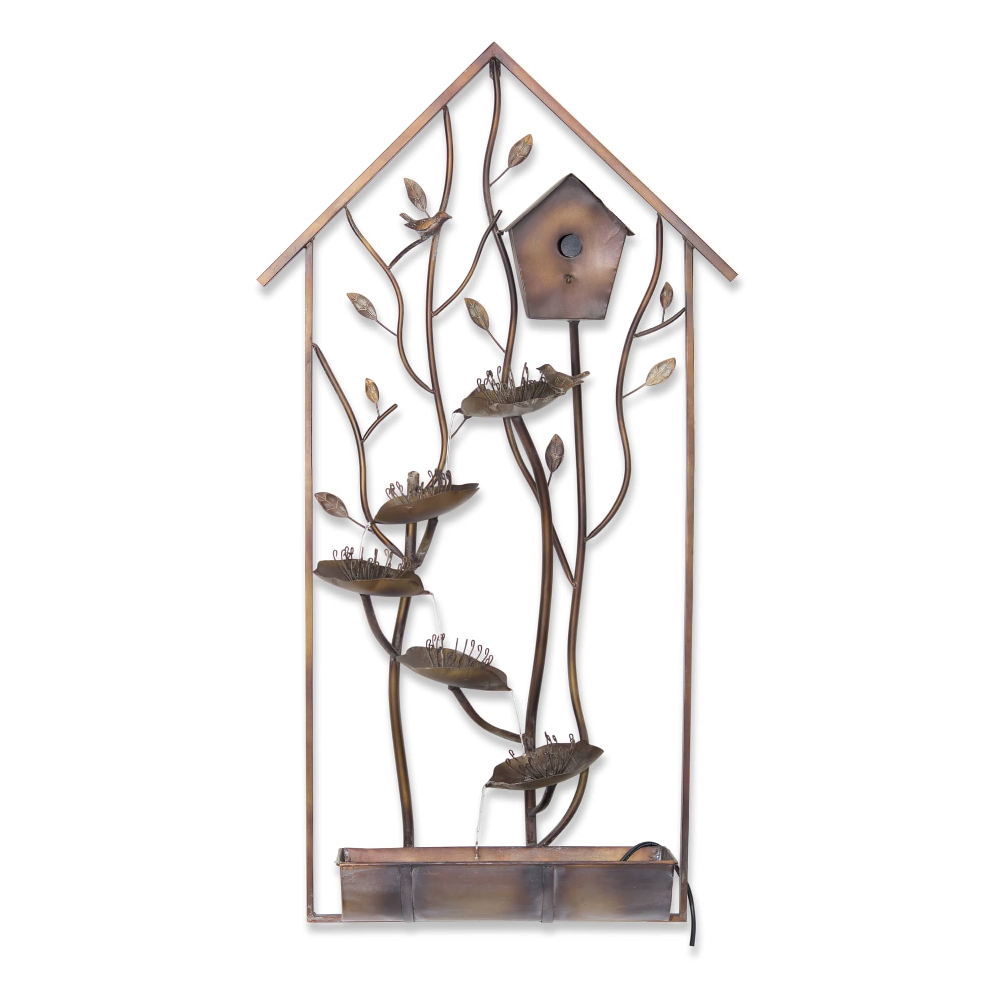 50.25" Iron Bird House Wall Fountain
