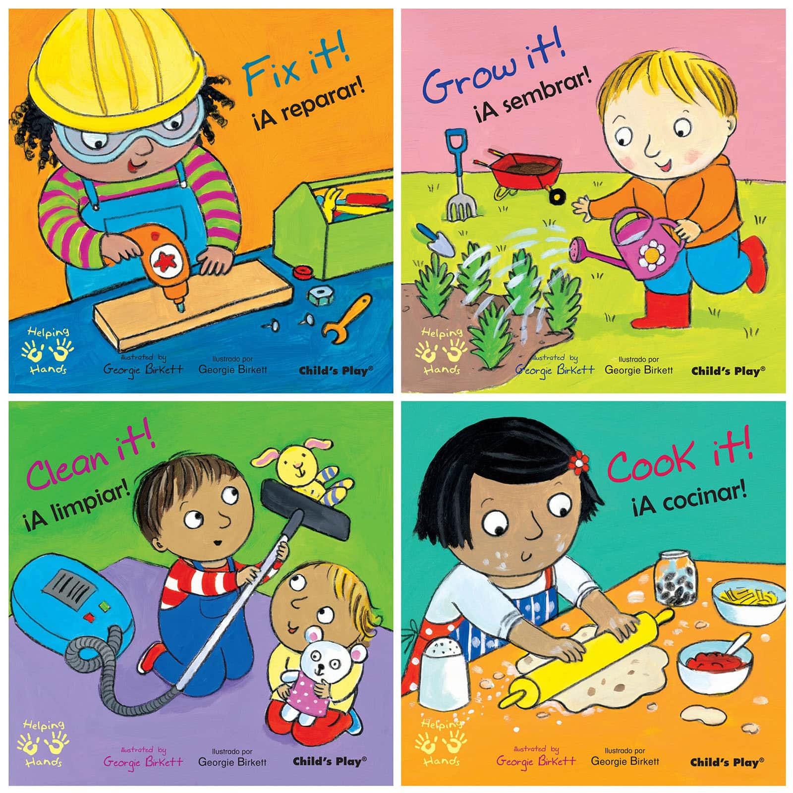 Child's Play Helping Hands/Manos Amigas Bilingual Books, Set of 4