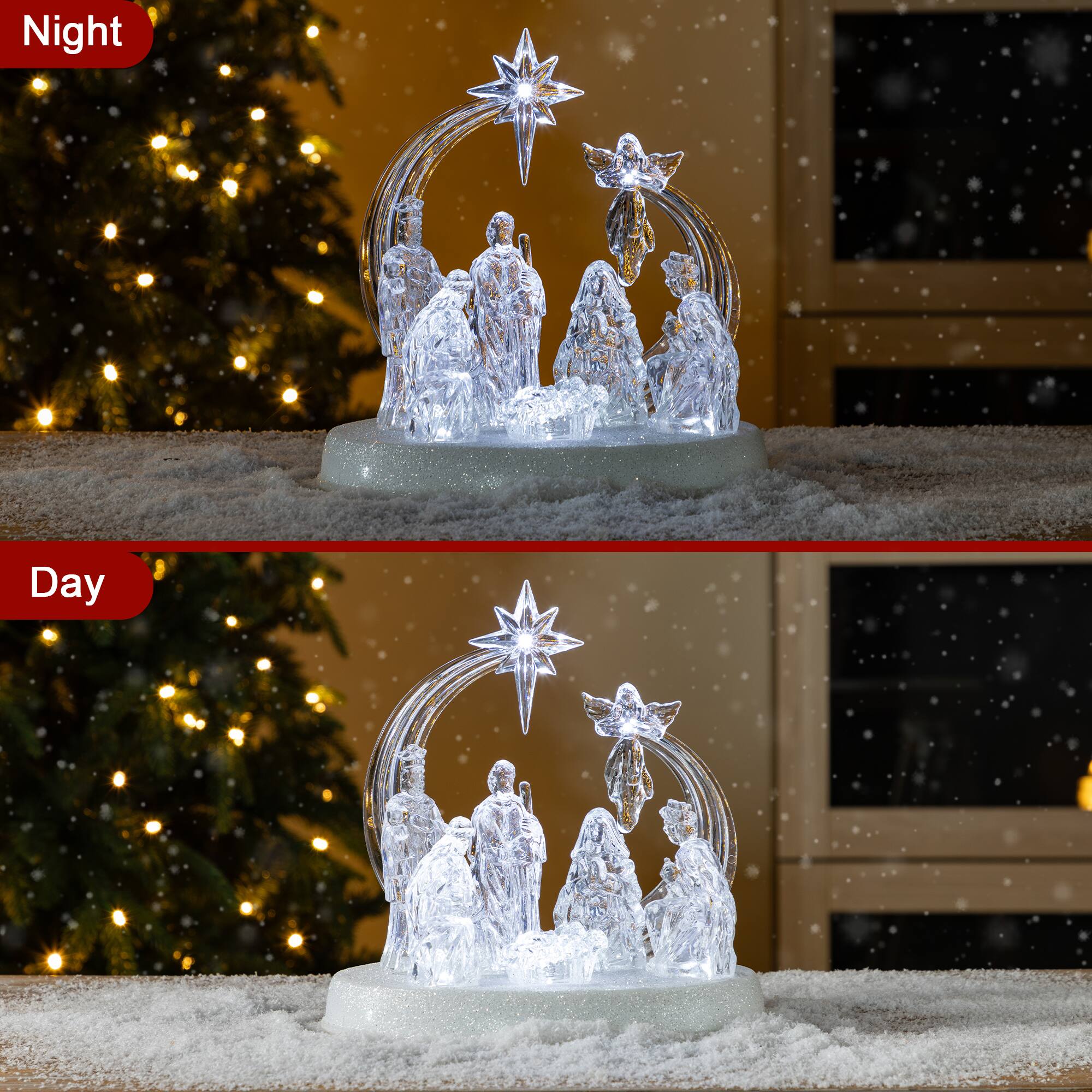 Glitzhome&#xAE; 9&#x22; Christmas Lighted Acrylic Tabletop Nativity Scene Figurine