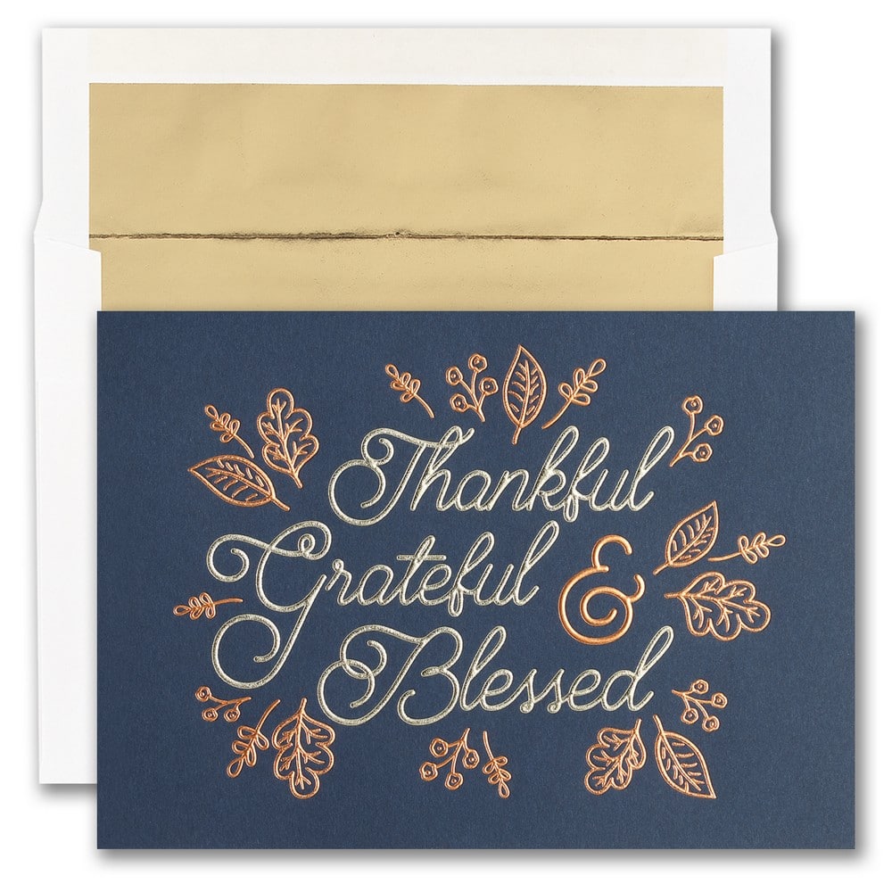 JAM Paper Blank Thankful Grateful &#x26; Blessed Thanksgiving Cards &#x26; Envelopes Set, 25ct.