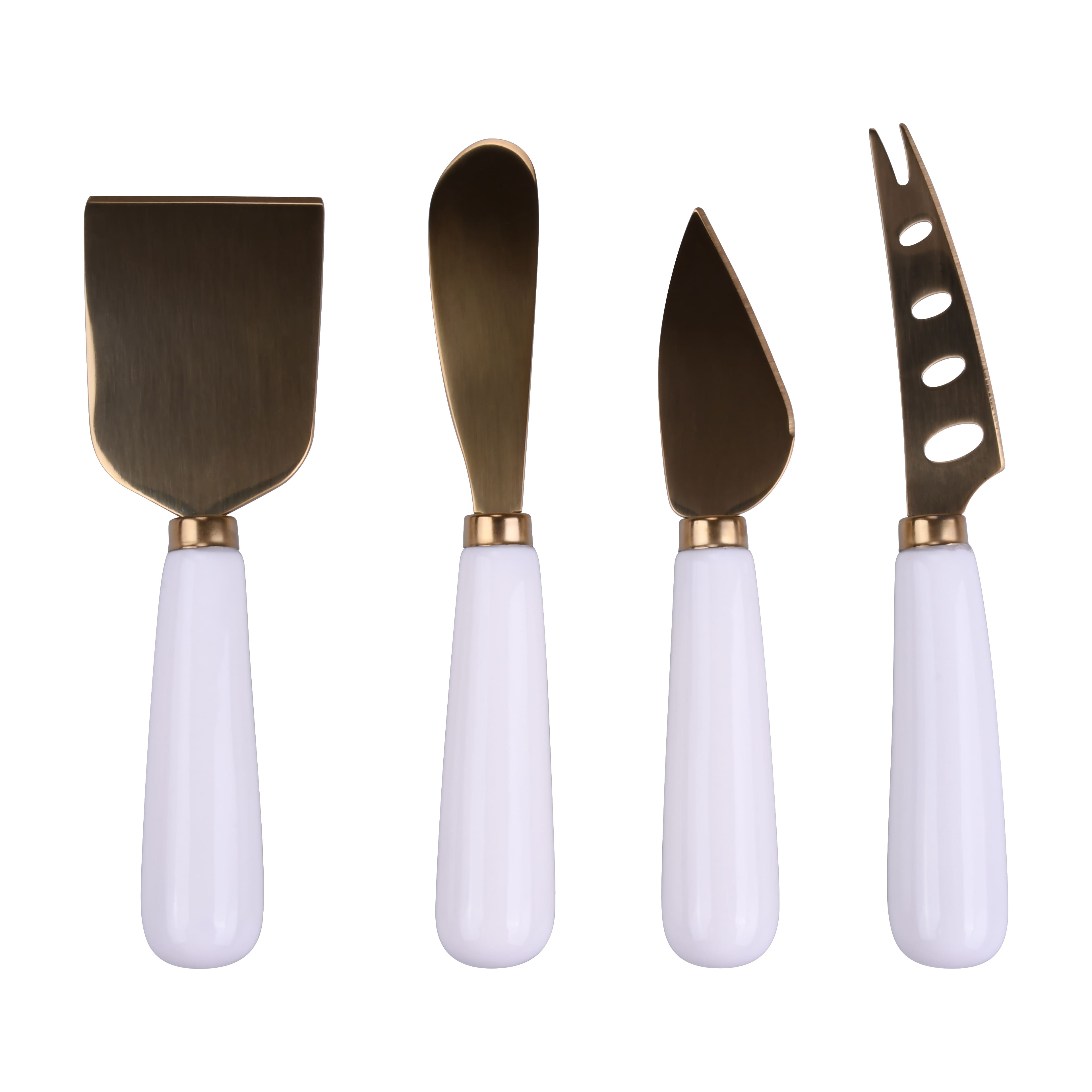 Gold Stainless Steel Cheese Knives with Ceramic Handles by Makery&#x2122;