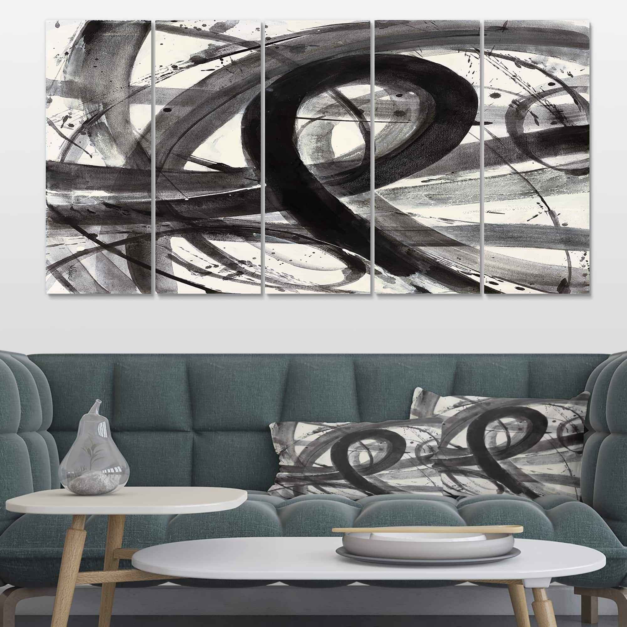 Designart - Black and White Minimalistic Painting - Modern & Transitional Premium Canvas Wall Art