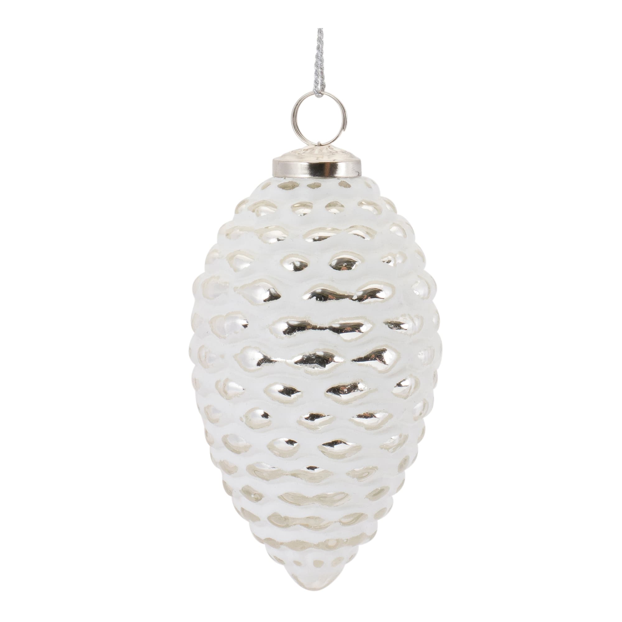 4ct. Frosted Glass Pinecone Ornament