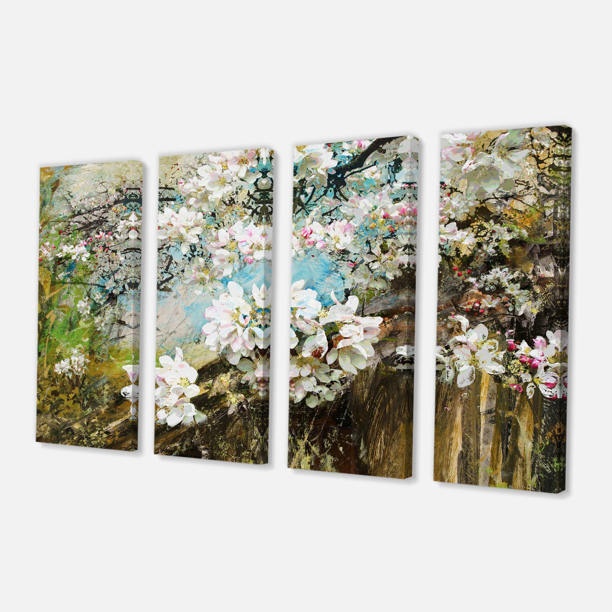 Designart - Apple Blossoms With White Flowers - Floral Art Canvas Print