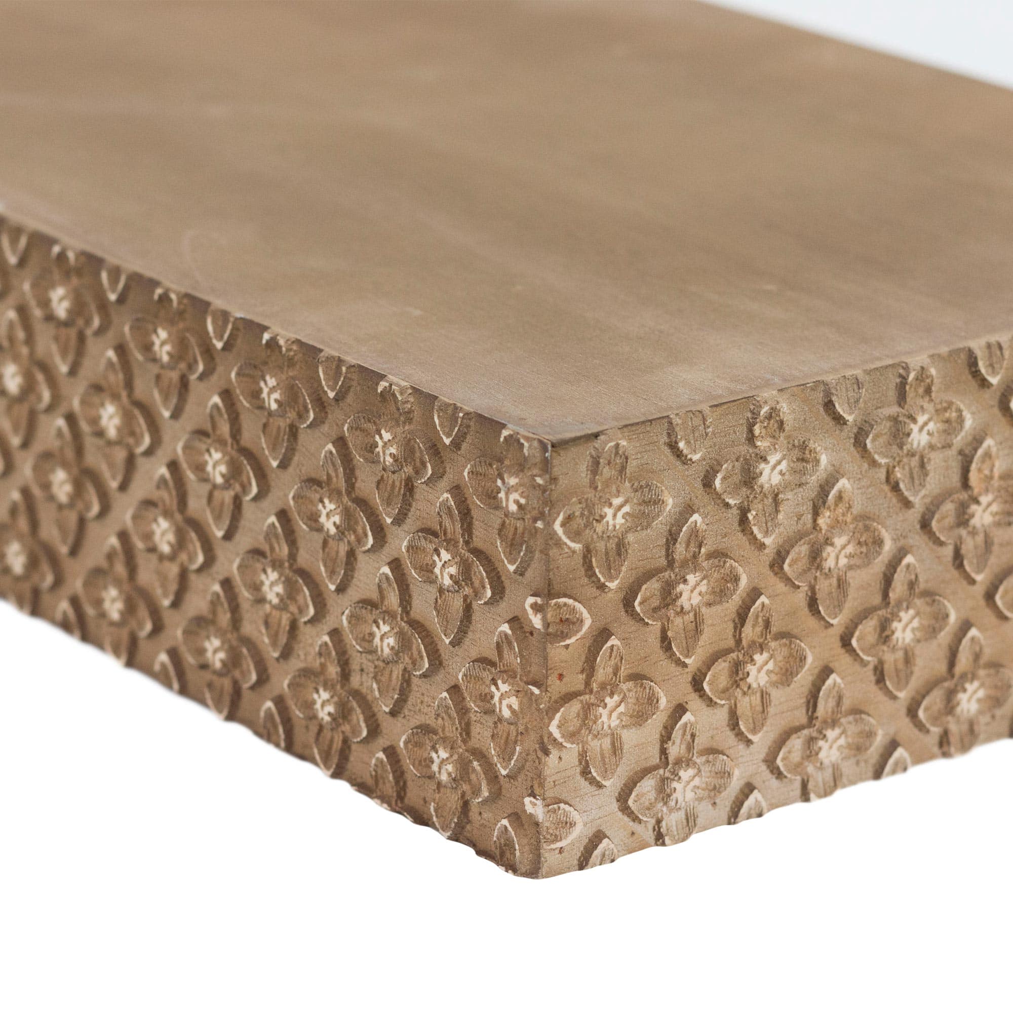 Small Natural Rustic Embossed Wood Floating Wall Shelf