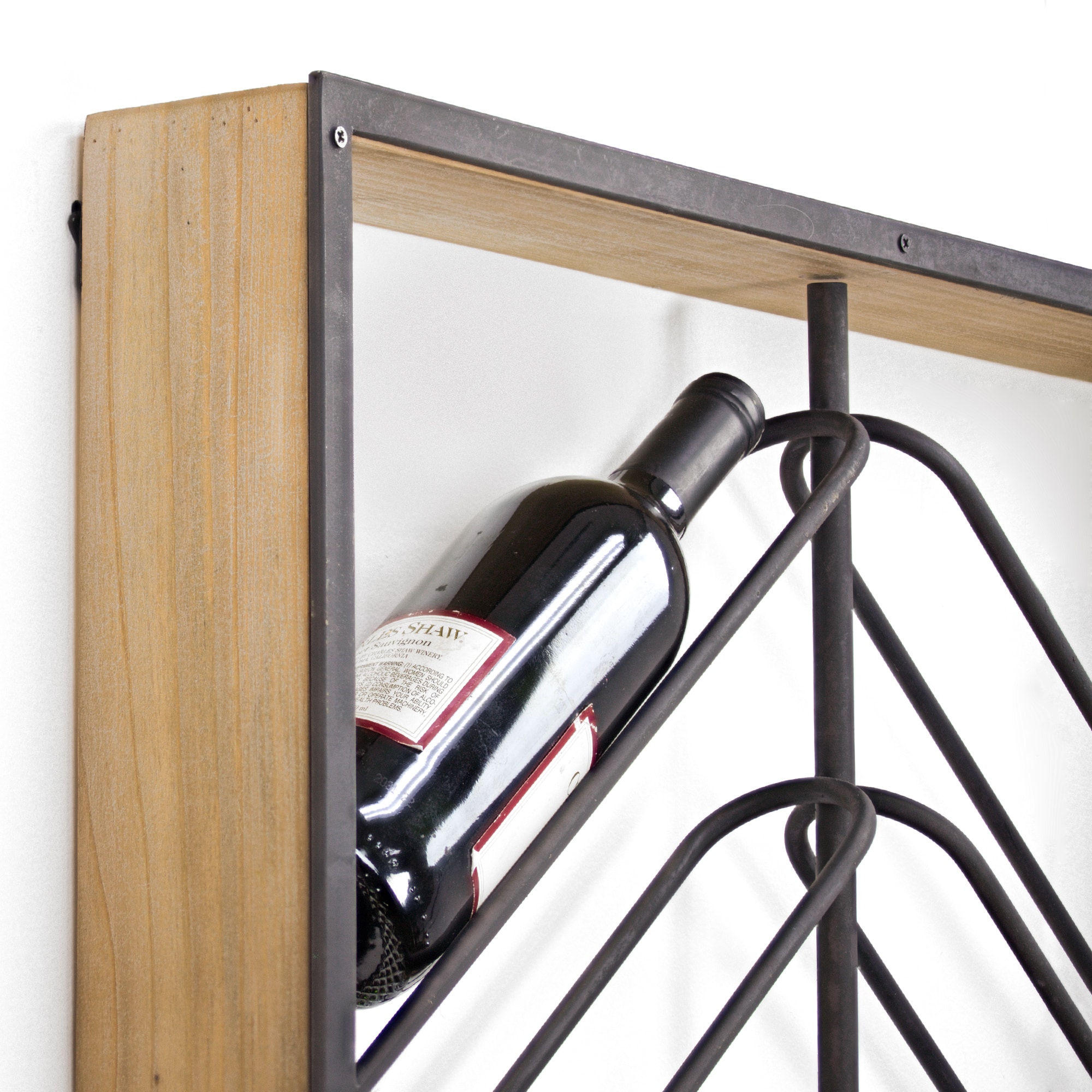 Wood &#x26; Metal Wall Mounted Wine Rack