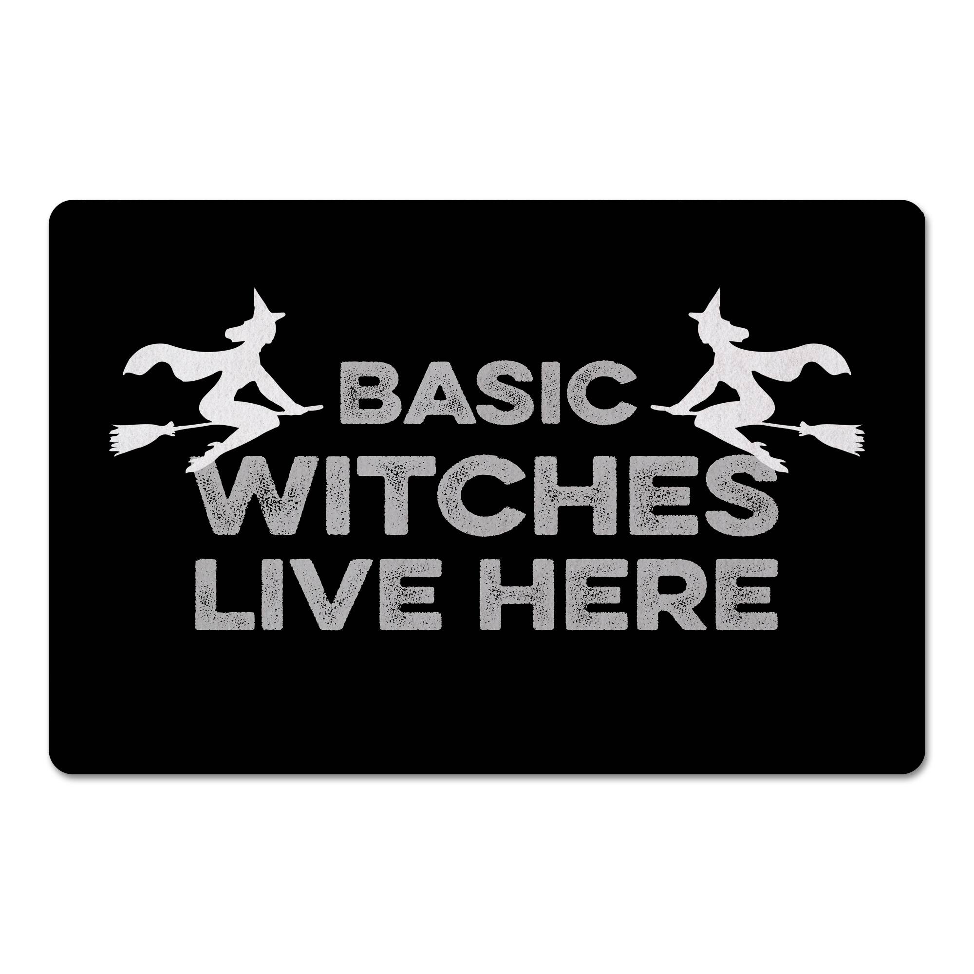 Black Basic Witches Live Here Floor Mat