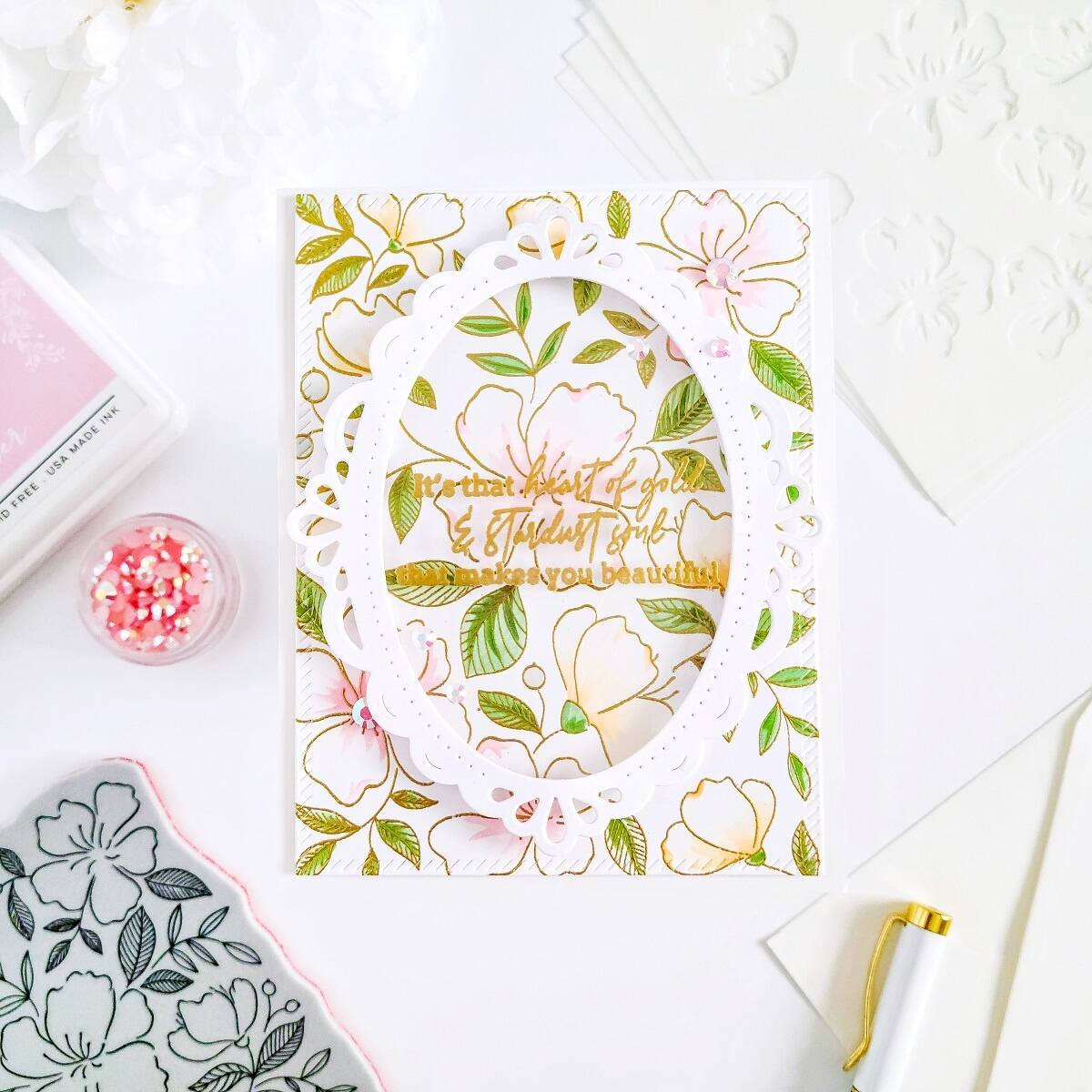 Pinkfresh Studio Delicate Floral Print Cling Rubber Background Stamp