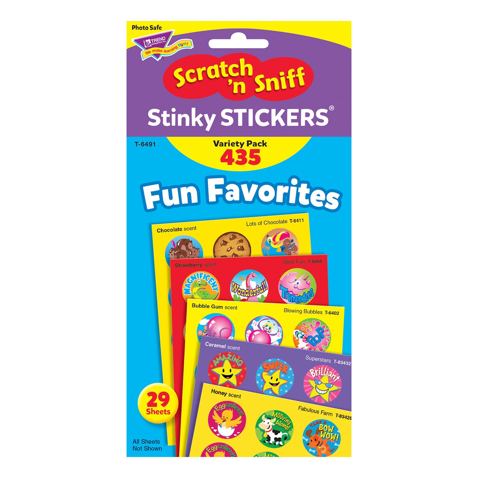 Trend Enterprises® Fun Favorites Stinky Stickers® Variety Pack, 3 Packs of 435ct.