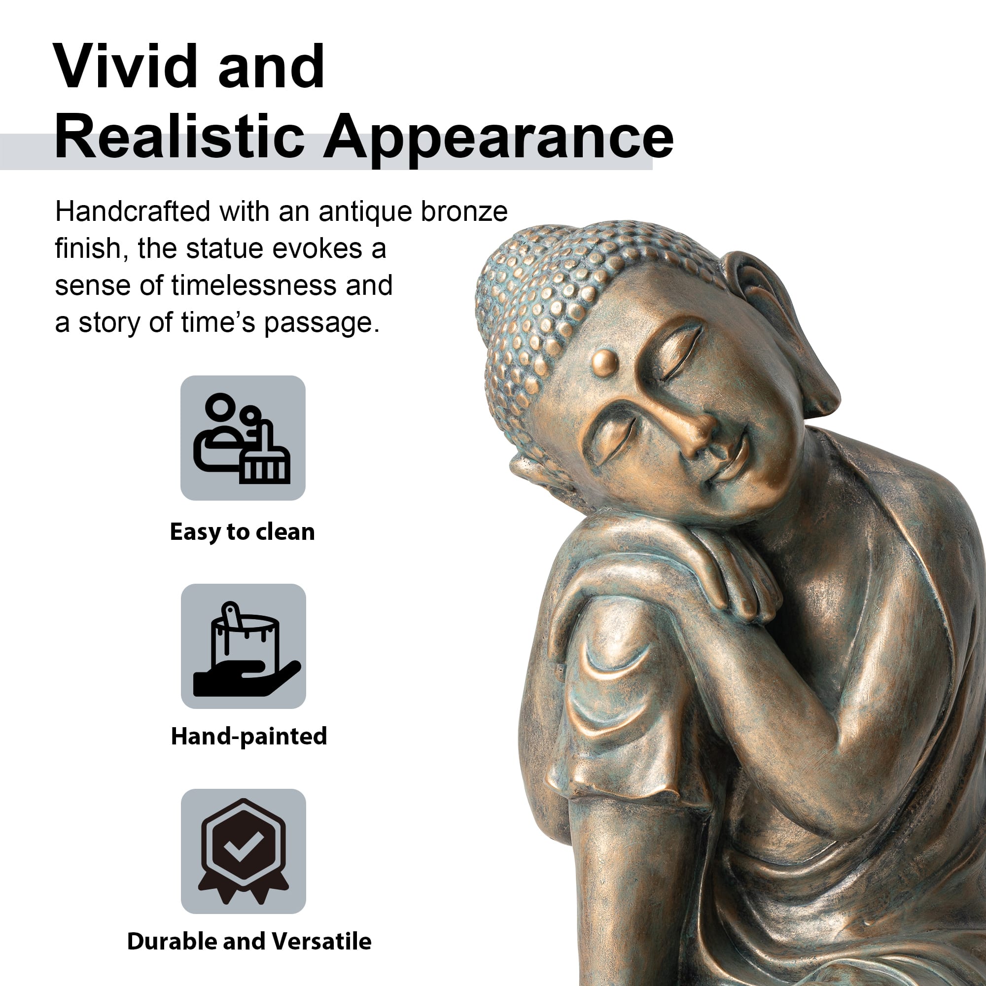 Glitzhome&#xAE; 18&#x22; Faux Bronze Resting Buddha Garden Statue