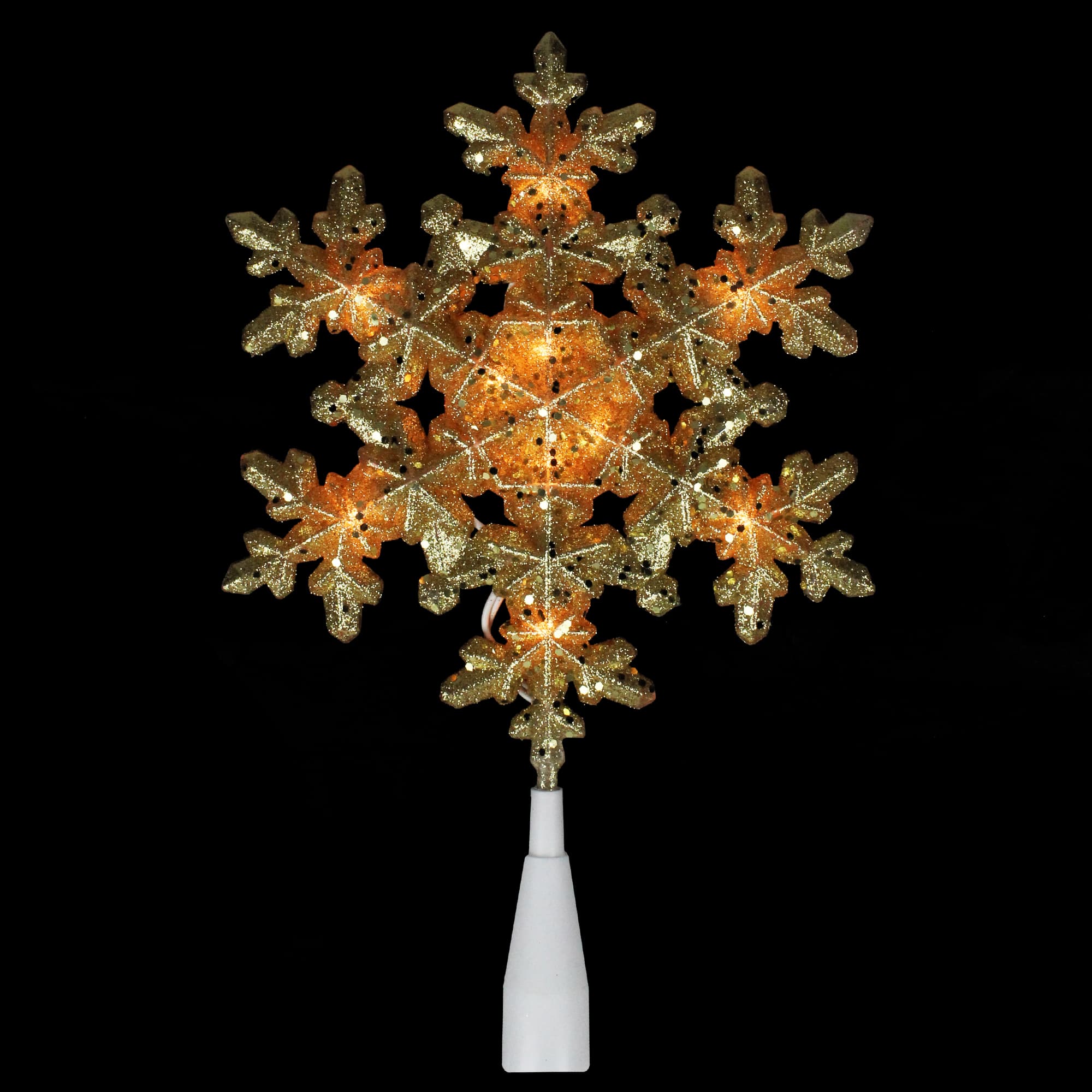 9&#x22; Gold Lighted Snowflake Christmas Tree Topper