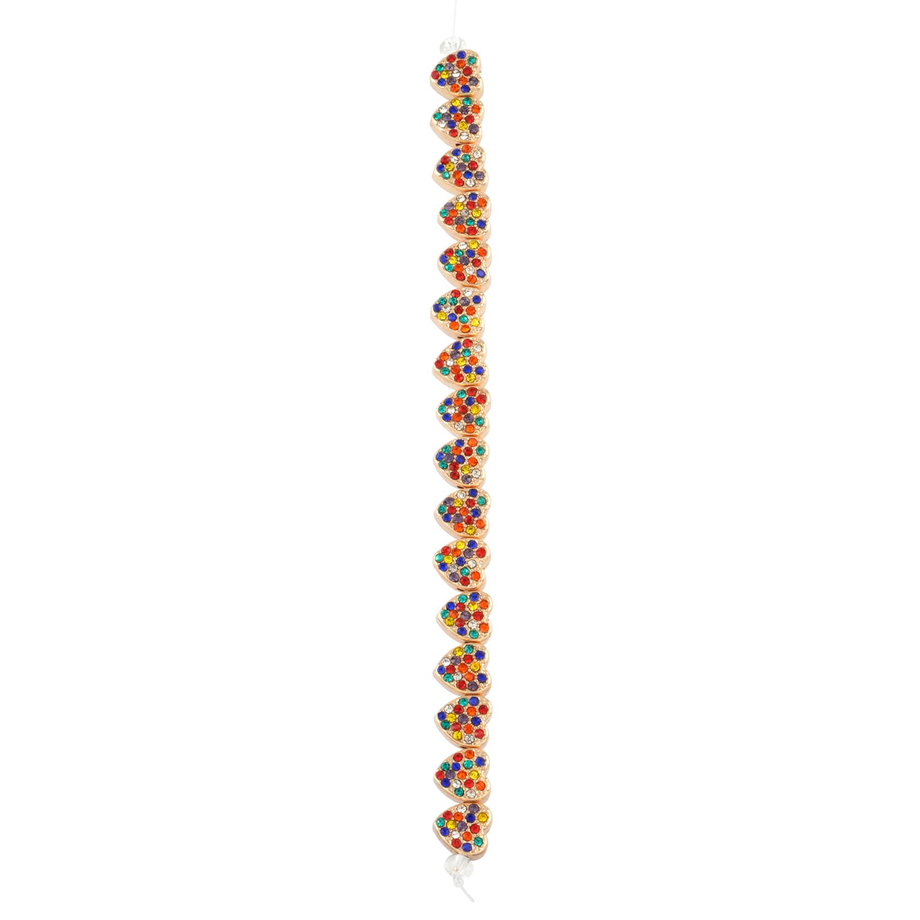 Multicolor Studded Heart Beads, 8mm by Bead Landing&#x2122;