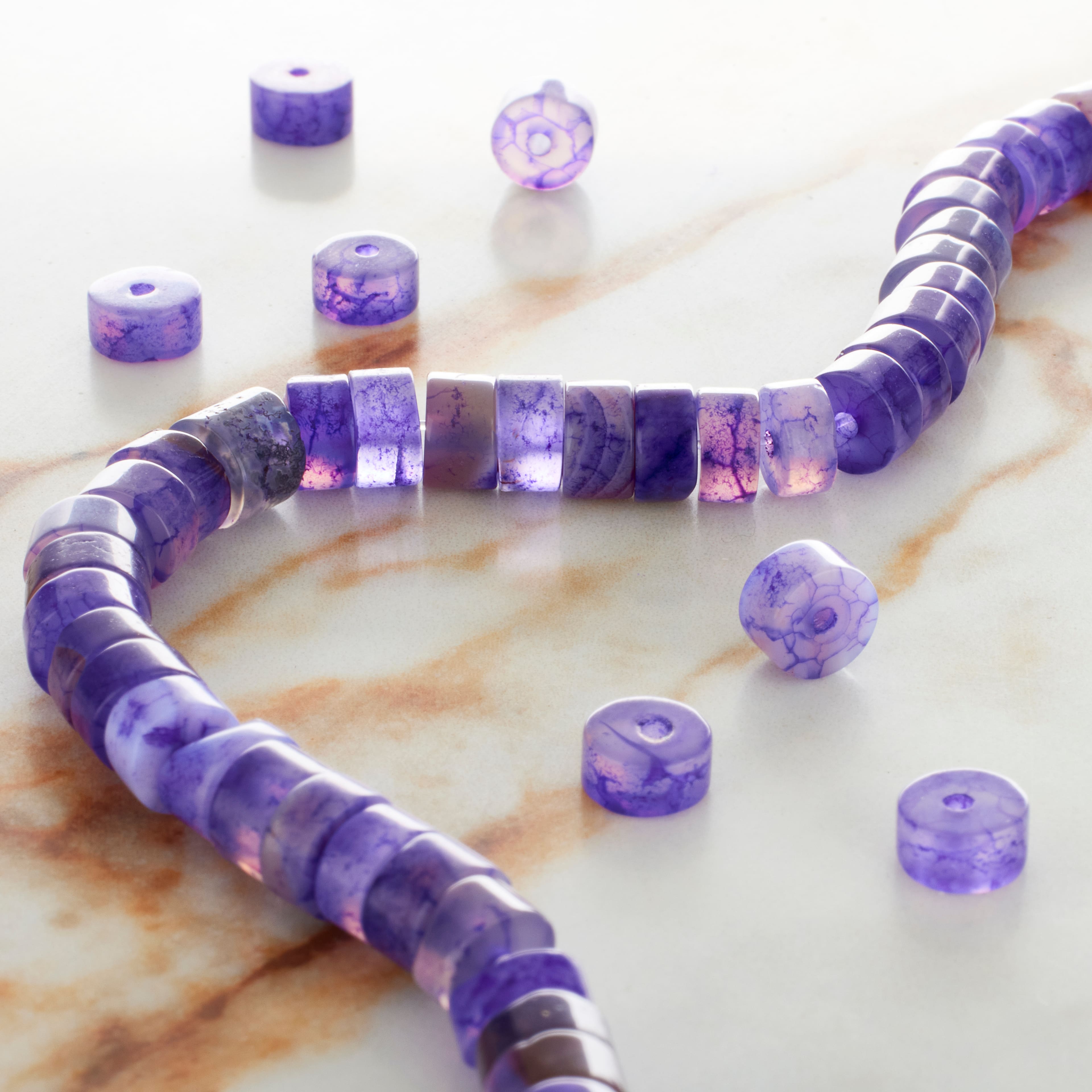 12 Pack: Purple Agate Heishi Beads by Bead Landing™
