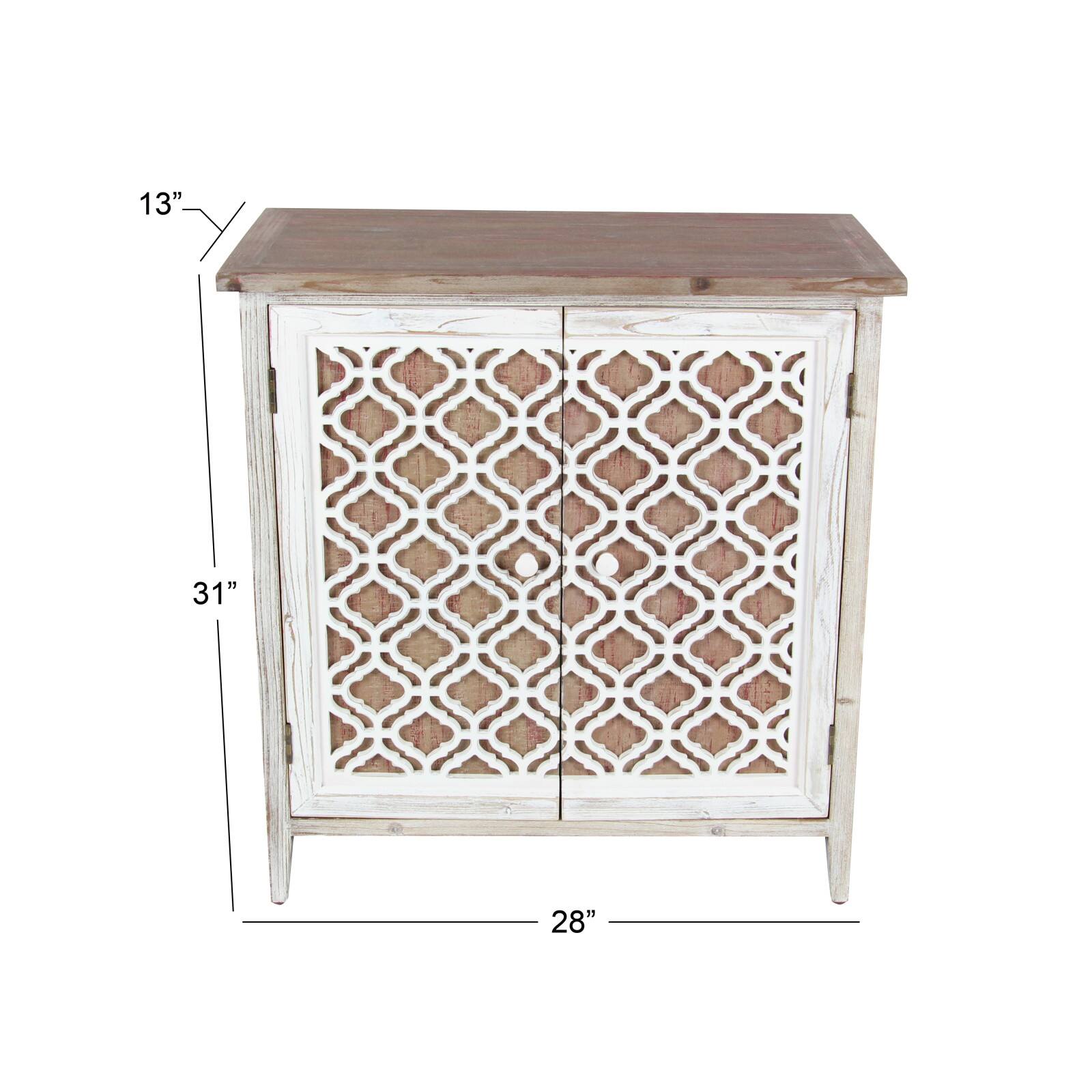 Rustic Rectangular Brown Wooden Lattice Cabinet, 31.19&#x201D; x 28.50&#x201D; x 13.63&#x201D;