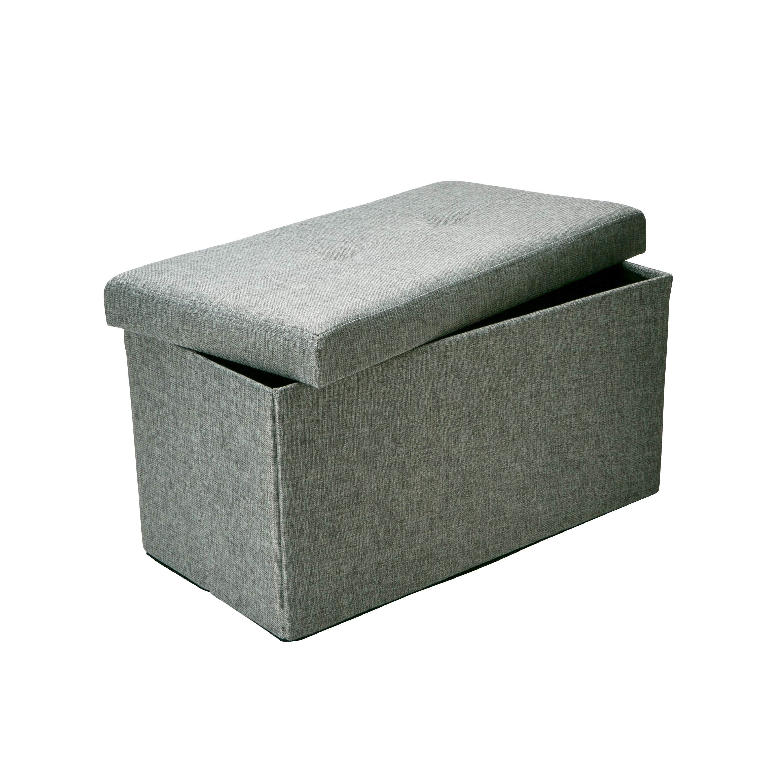 Simplify 30" Faux Linen Double Folding Storage Ottoman