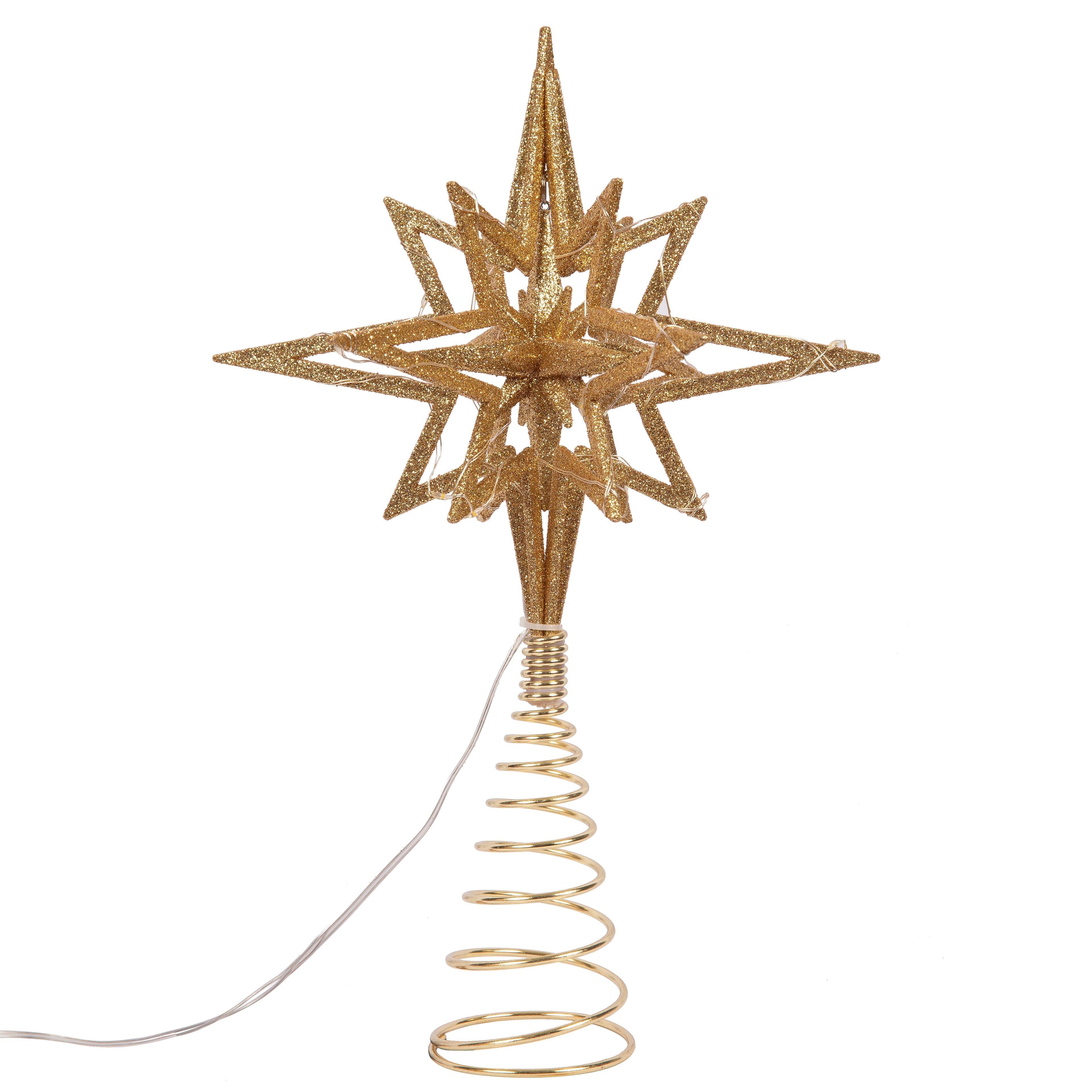 15ct. Warm White LED Gold Glitter 3D Tree Topper by Ashland&#xAE;