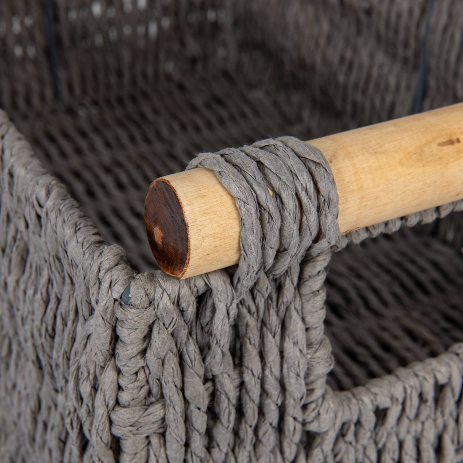 Household Essentials Paper Rope with Wooden Handles Basket Set