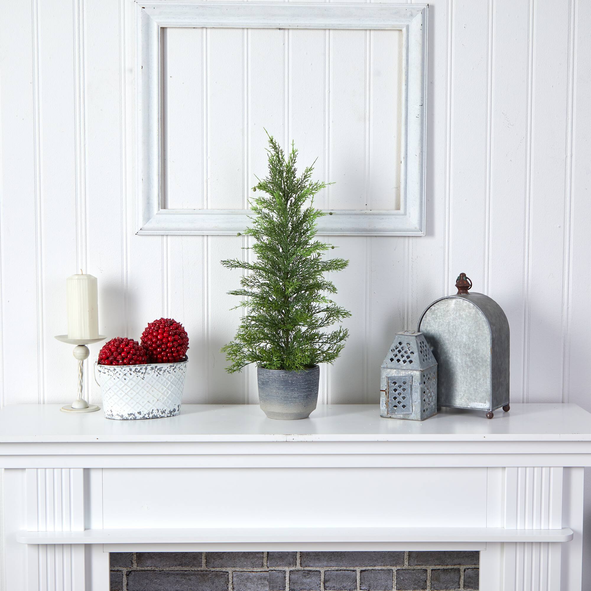27&#x22; Californian Cedar Artificial Christmas Tree in Decorative Planter