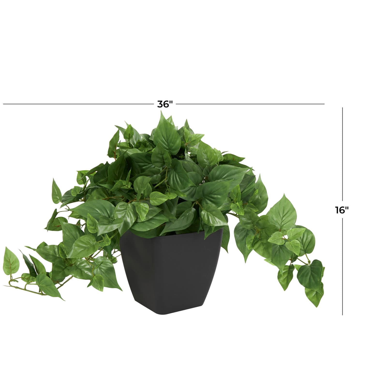 16&#x22; Green Pothos Artificial Plant with Black Plastic Pot