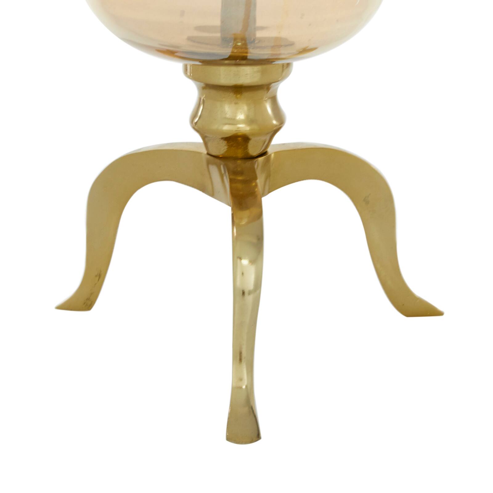 19&#x22; Gold Aluminum &#x26; Glass Traditional Candlestick Holder