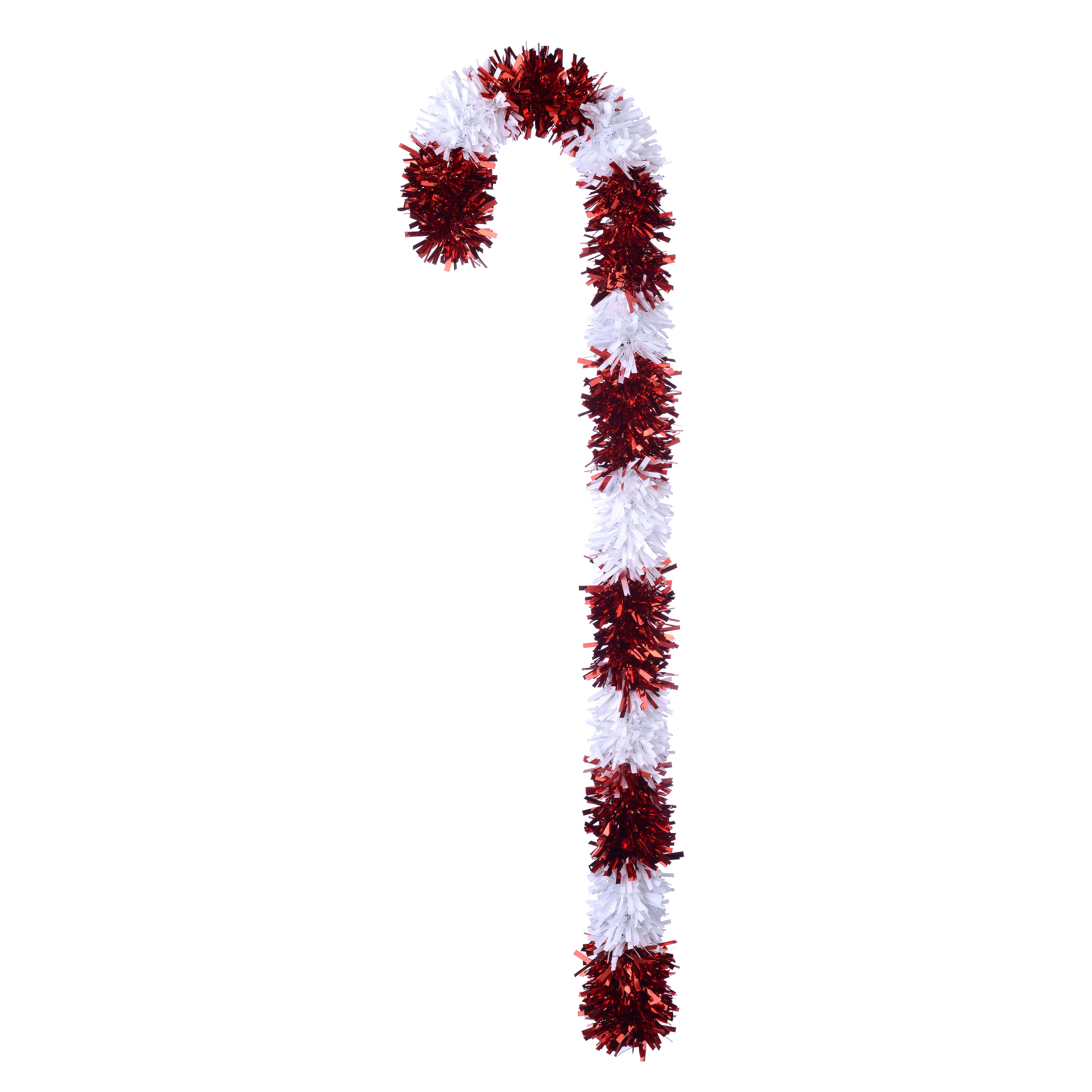36&#x22; Red &#x26; White Tinsel Candy Cane D&#xE9;cor by Ashland&#xAE;