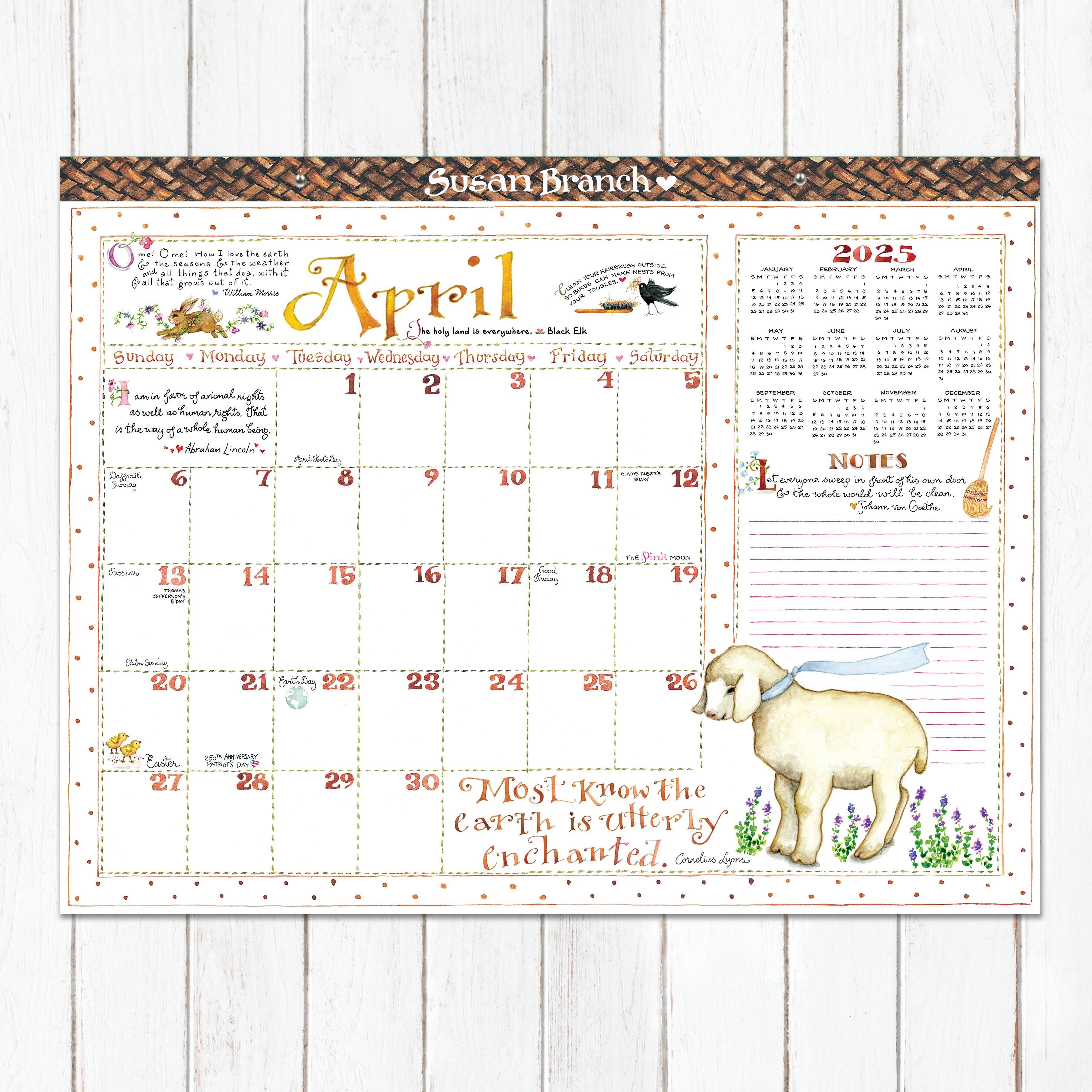 TF Publishing Large 2025 Susan Branch Monthly Blotter Desk Pad Calendar