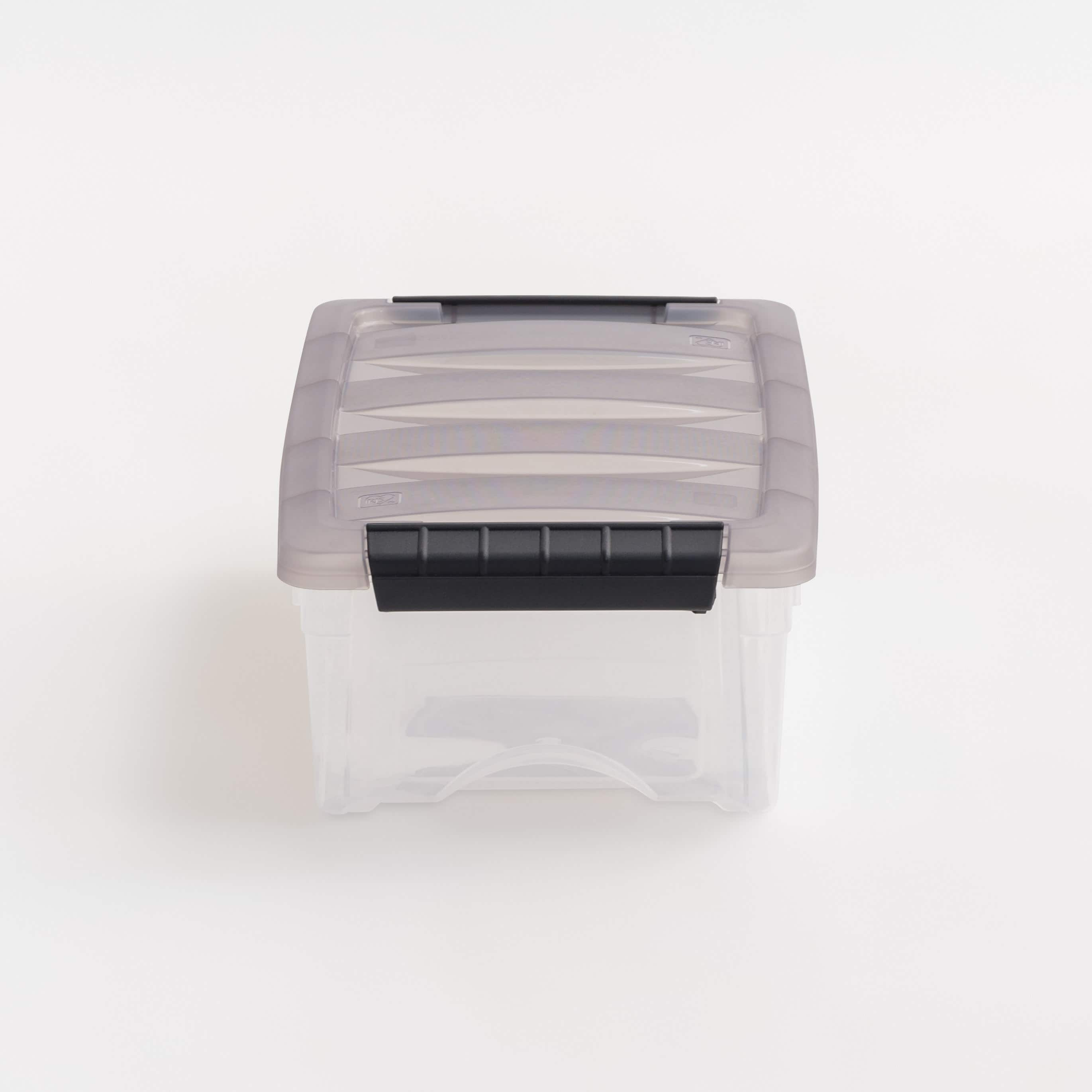 IRIS Stack &#x26; Pull Clear Plastic Storage Boxes with Gray Lid