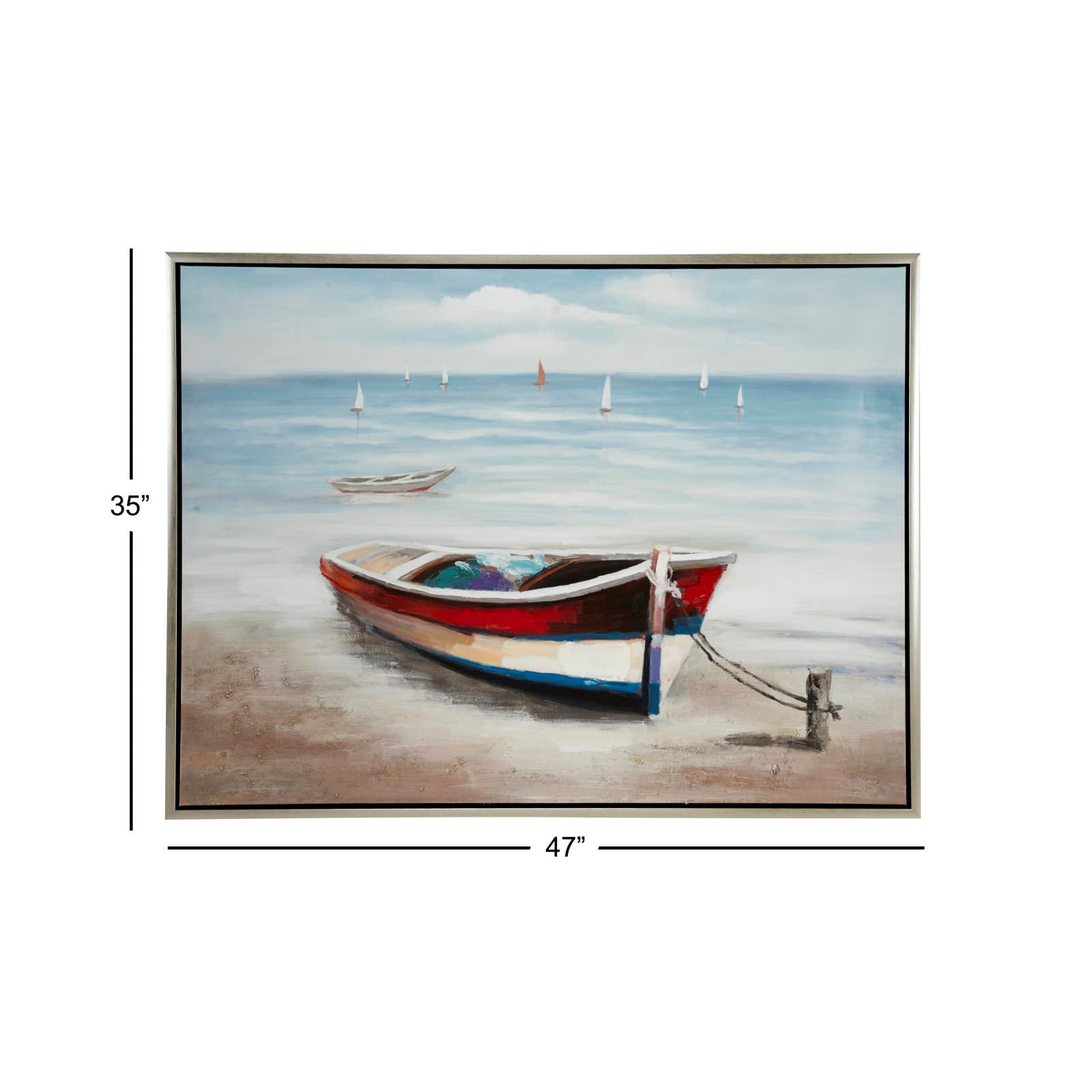 Multi Colored Coastal Canvas Wall Art, 36&#x22; x 47&#x22;