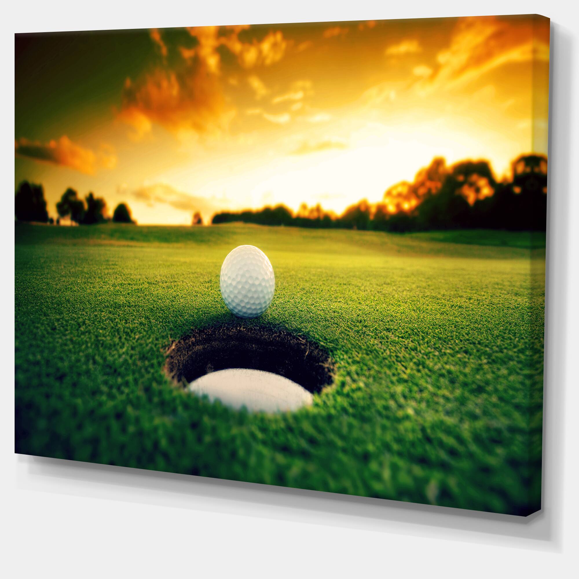 Designart - Golf Ball Near Hole - Landscape Canvas Art Print