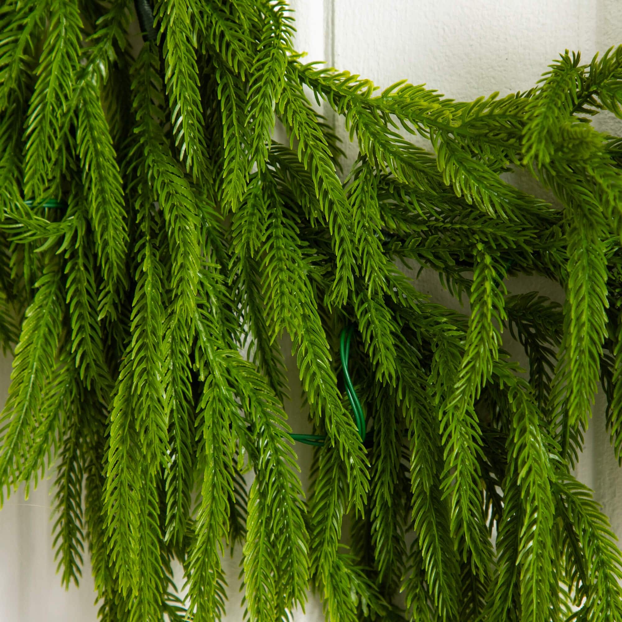 6ft. Pre-Lit Artificial Real Touch Norfolk Island Pine Garland with 35 Warm White LED Lights and Natural Look