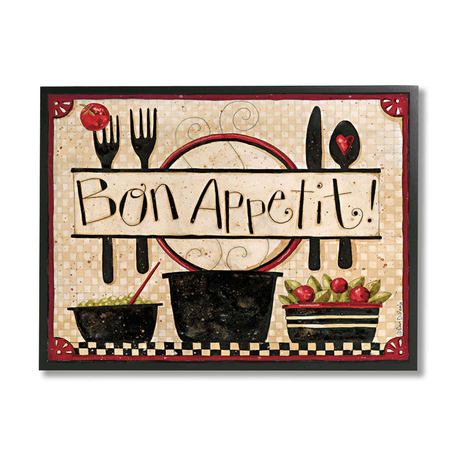 Stupell Industries Bon Appetit Vintage Kitchen Cooking Charm Black Framed Wall Art