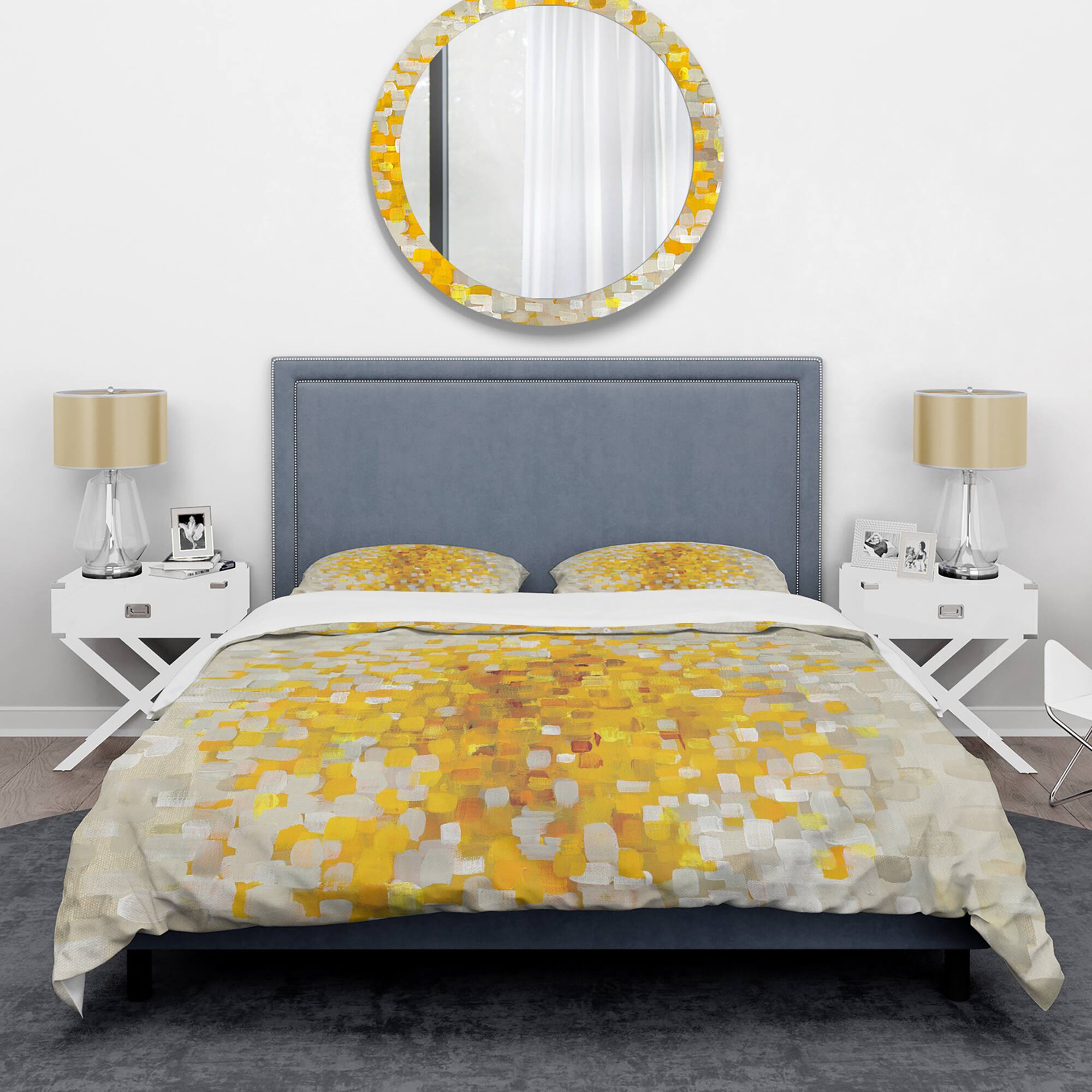 Designart &#x27;Glam Yellow Explosion Blocks&#x27; Glam Bedding Set - Duvet Cover &#x26; Shams
