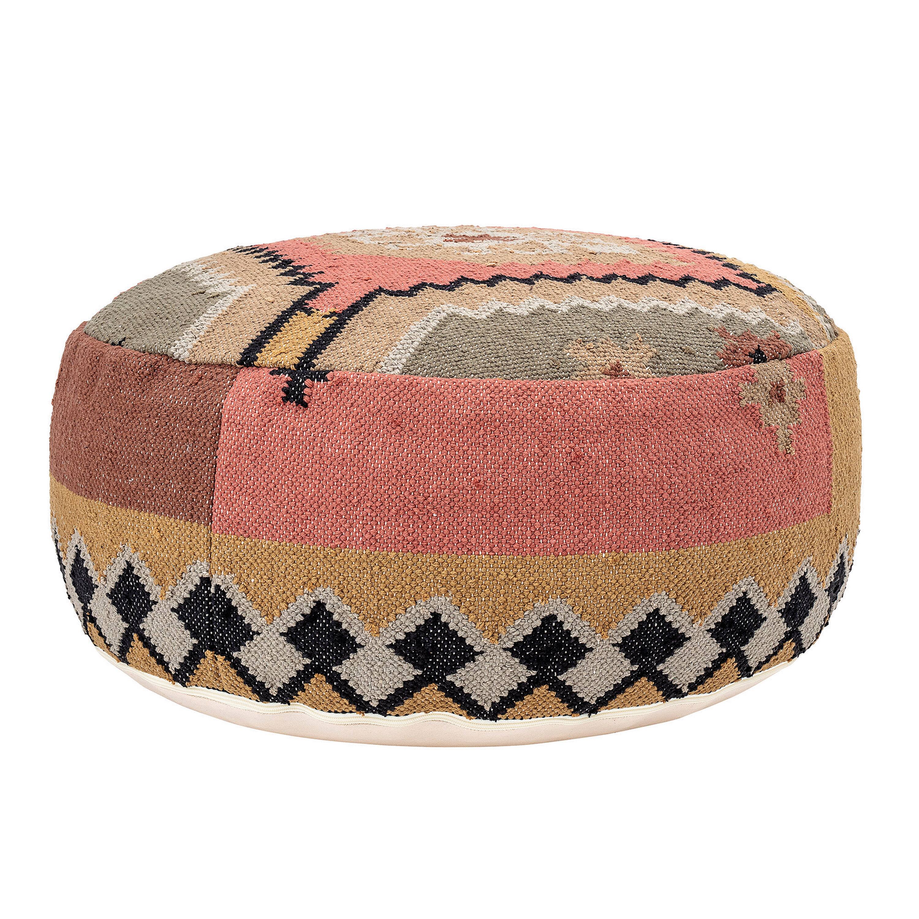 Hello Honey® Multicolor Handwoven Cotton Kilim Pouf