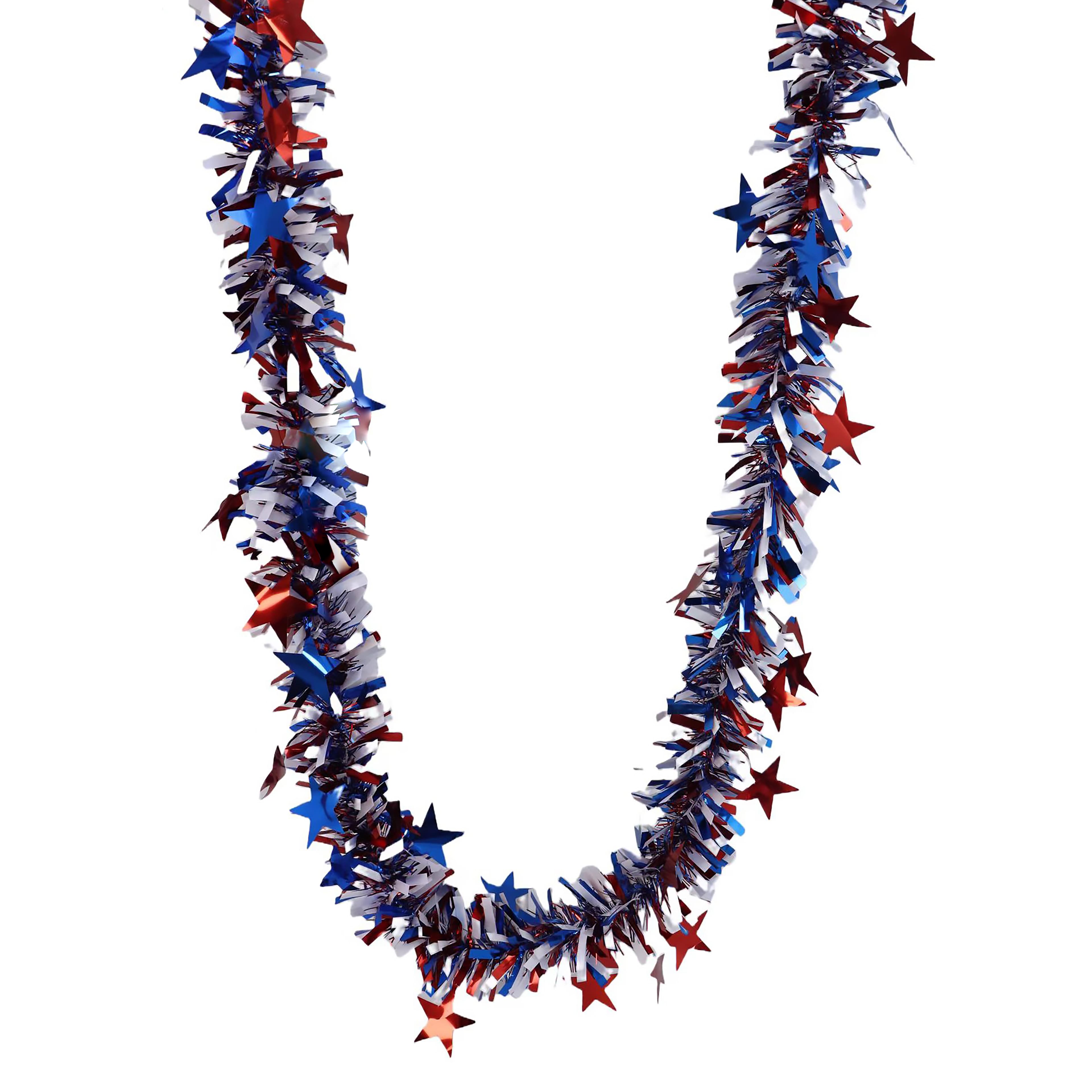 9ft. Red, White &#x26; Blue Tinsel &#x26; Stars Garland by Ashland&#xAE;
