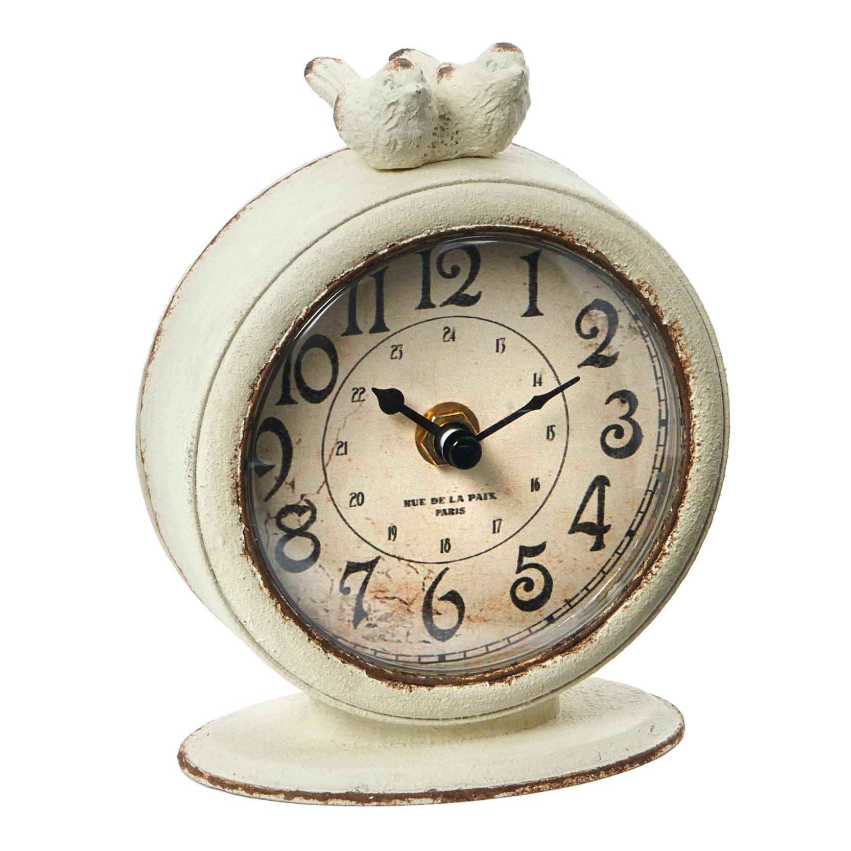 Hello Honey&#xAE; 6&#x22; Vintage Pewter Mantel Clock with Birds