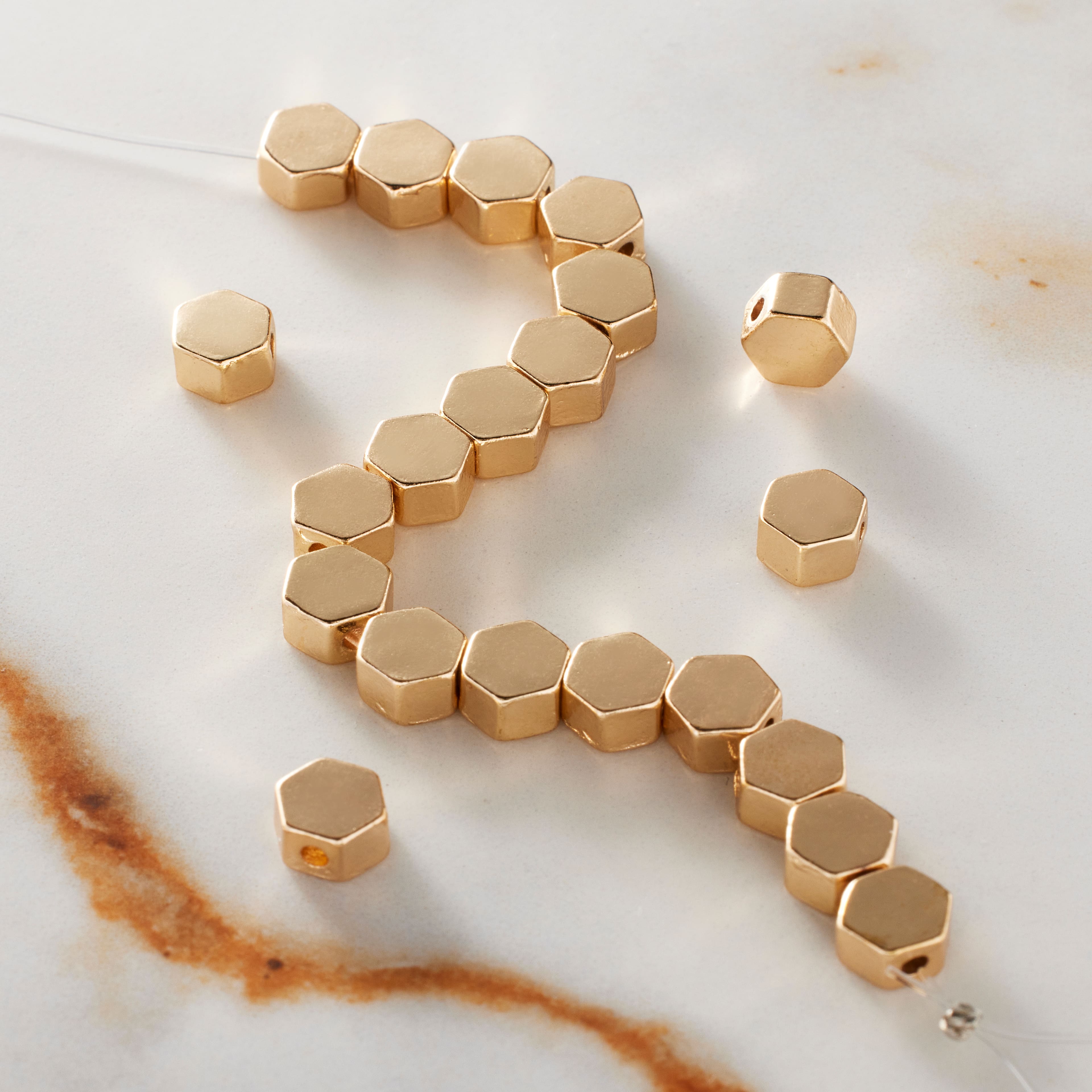Gold Hexagon Beads, 5.5mm by Bead Landing&#x2122;