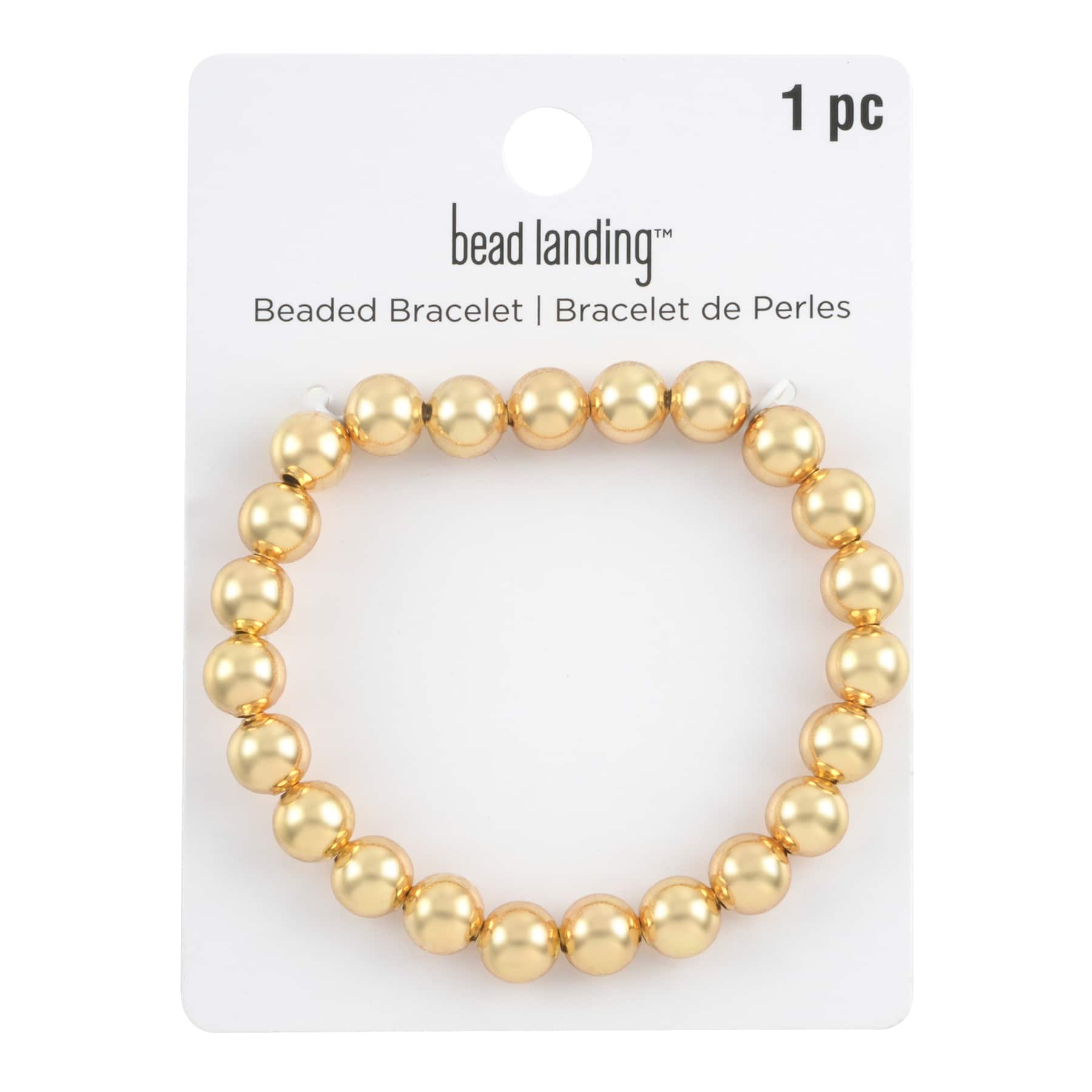 12 Pack: 8mm Gold Round Beaded Charm Bracelet by Bead Landing&#x2122;