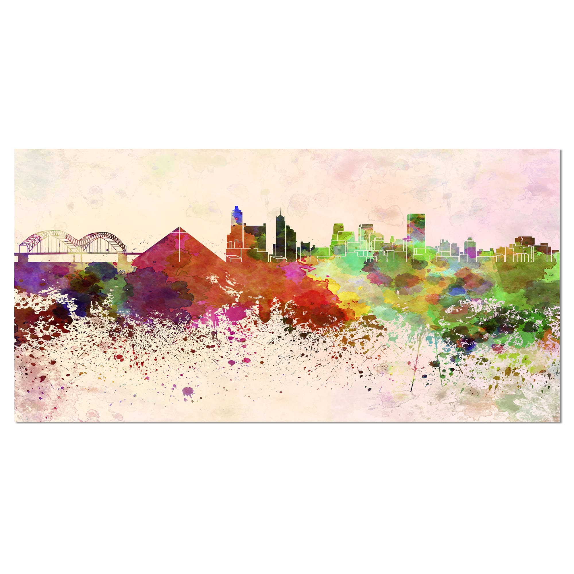 Designart - Memphis Skyline - Cityscape Canvas Artwork Print