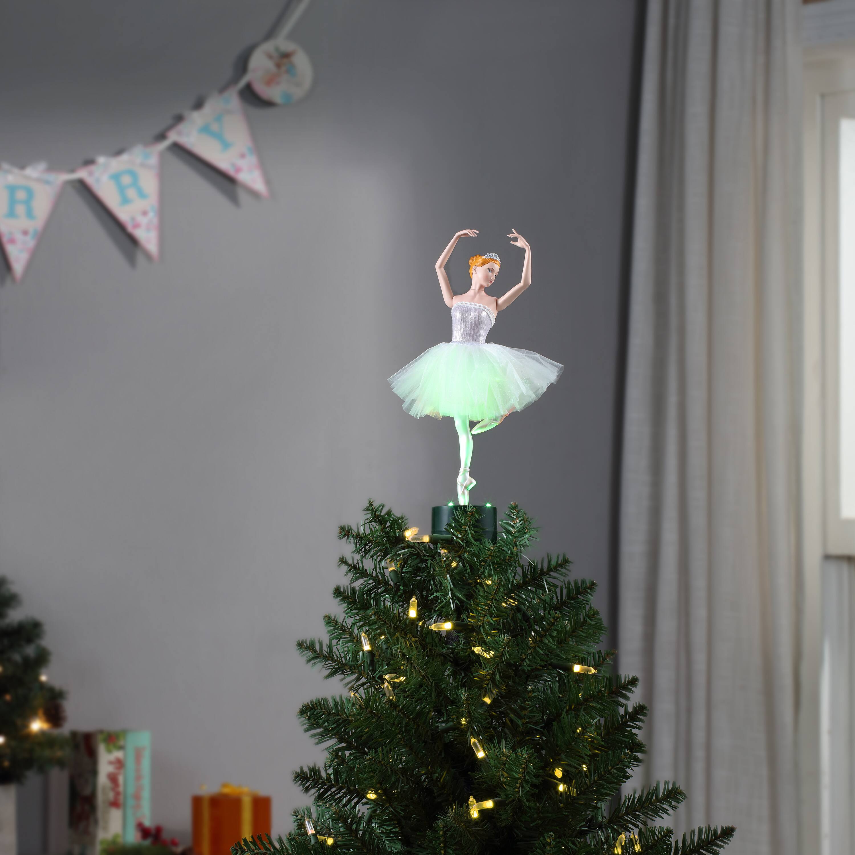 12.5&#x22; Animated Fiber-Optic Ballerina Tree Topper