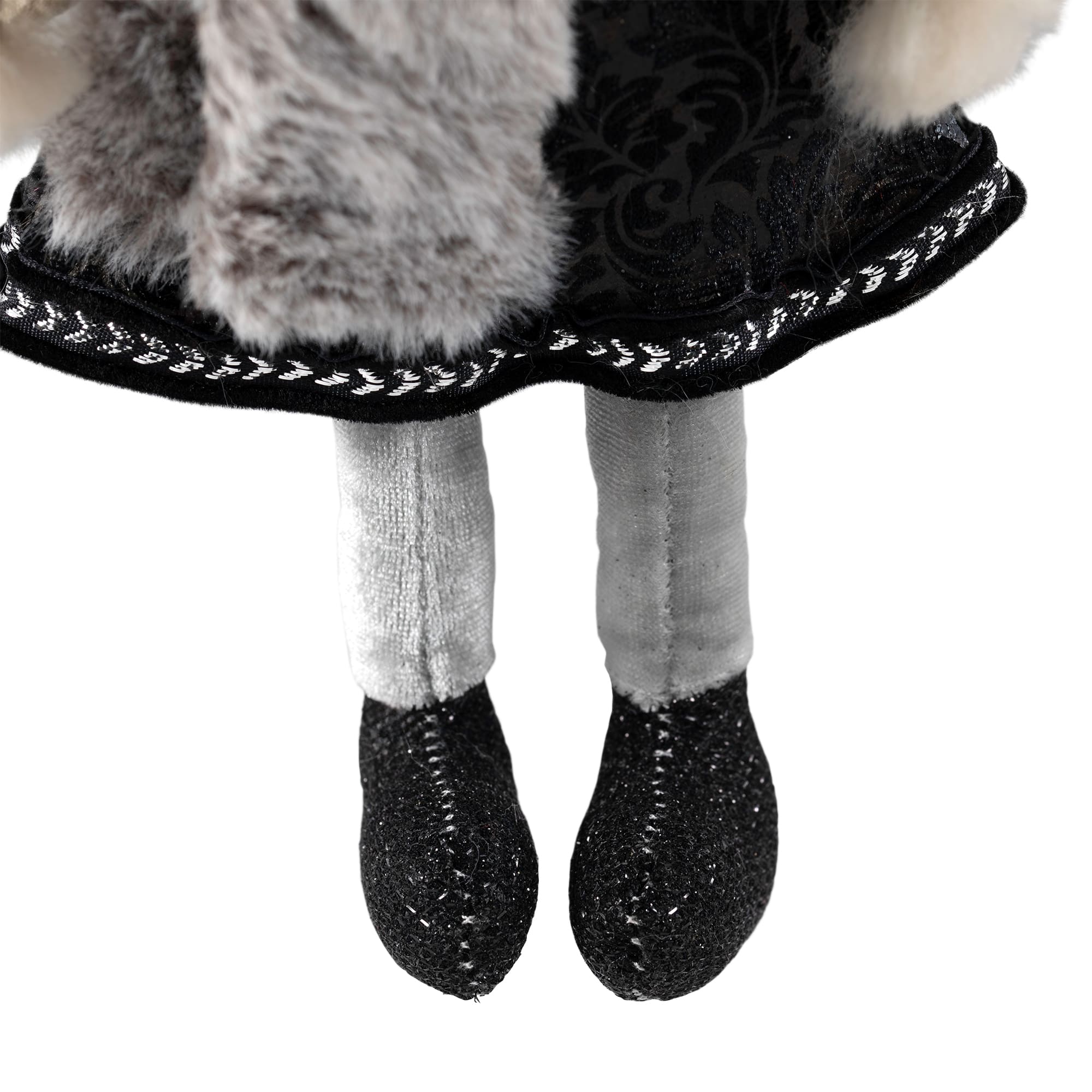 Plush Winter Angel Girl Hanging Christmas Ornament - 8.5" - Gray and Black