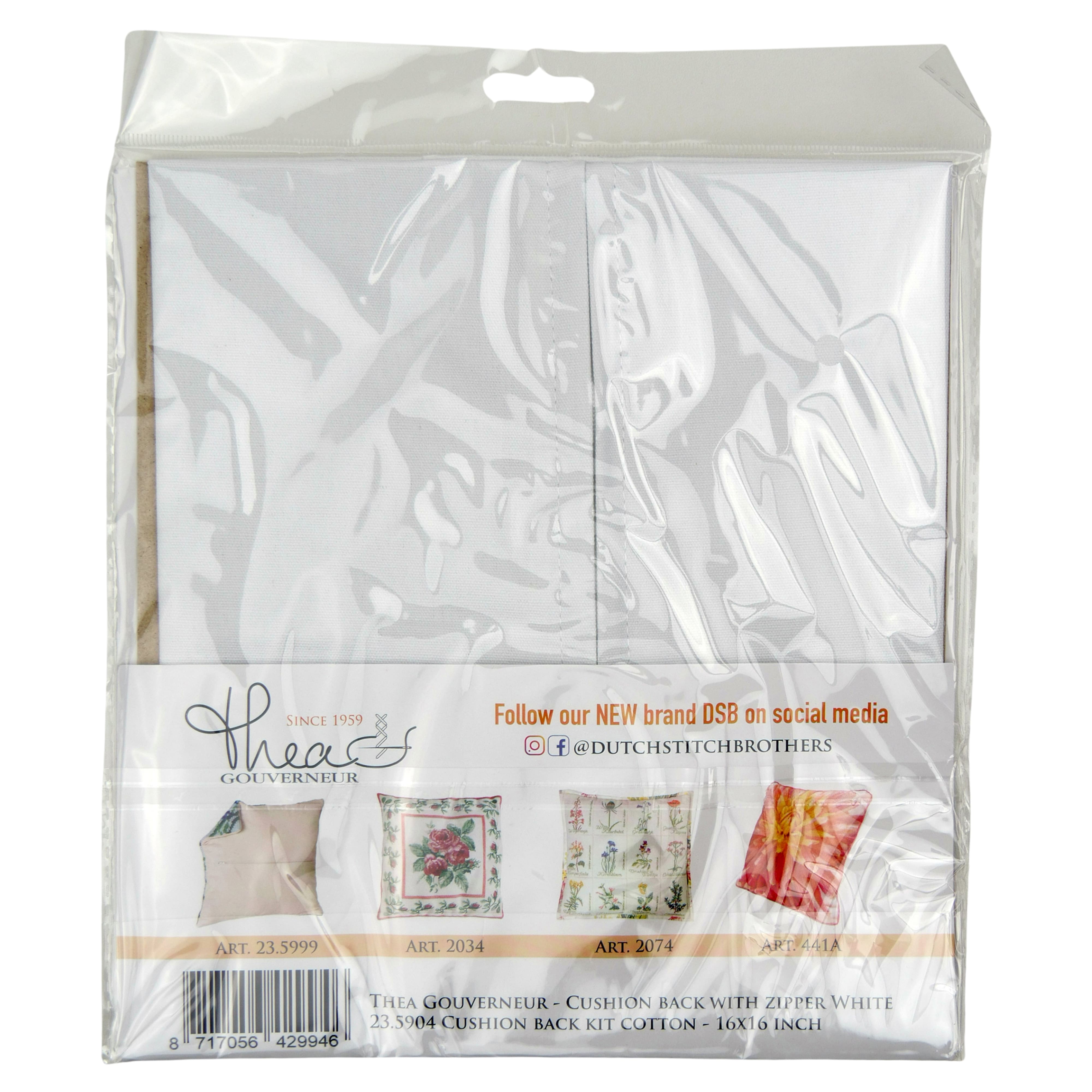 Thea Gouverneur Since 1959® 16" x 16" White Pillow Back Panel with Zipper