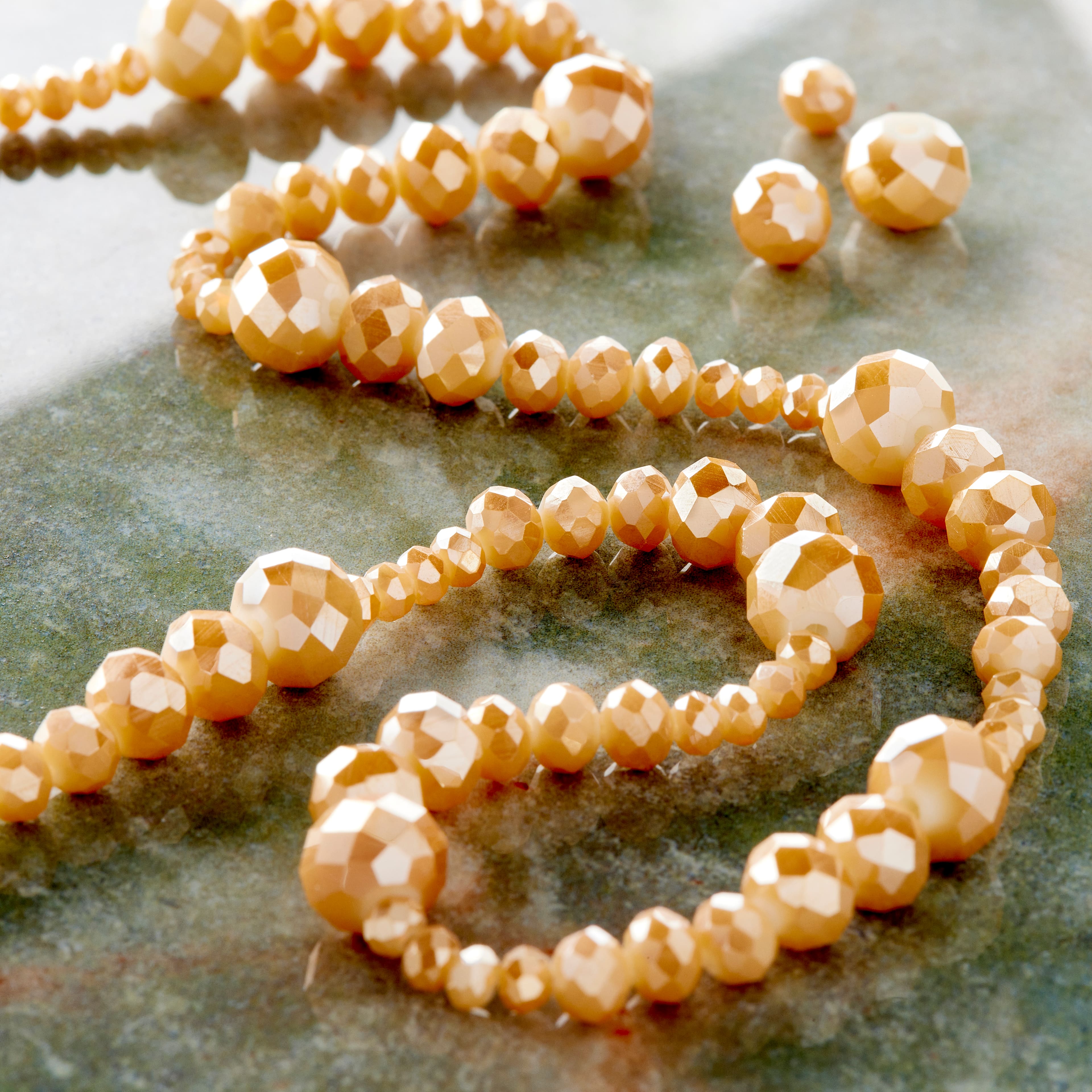 Champagne Faceted Glass Round Beads by Bead Landing&#x2122;