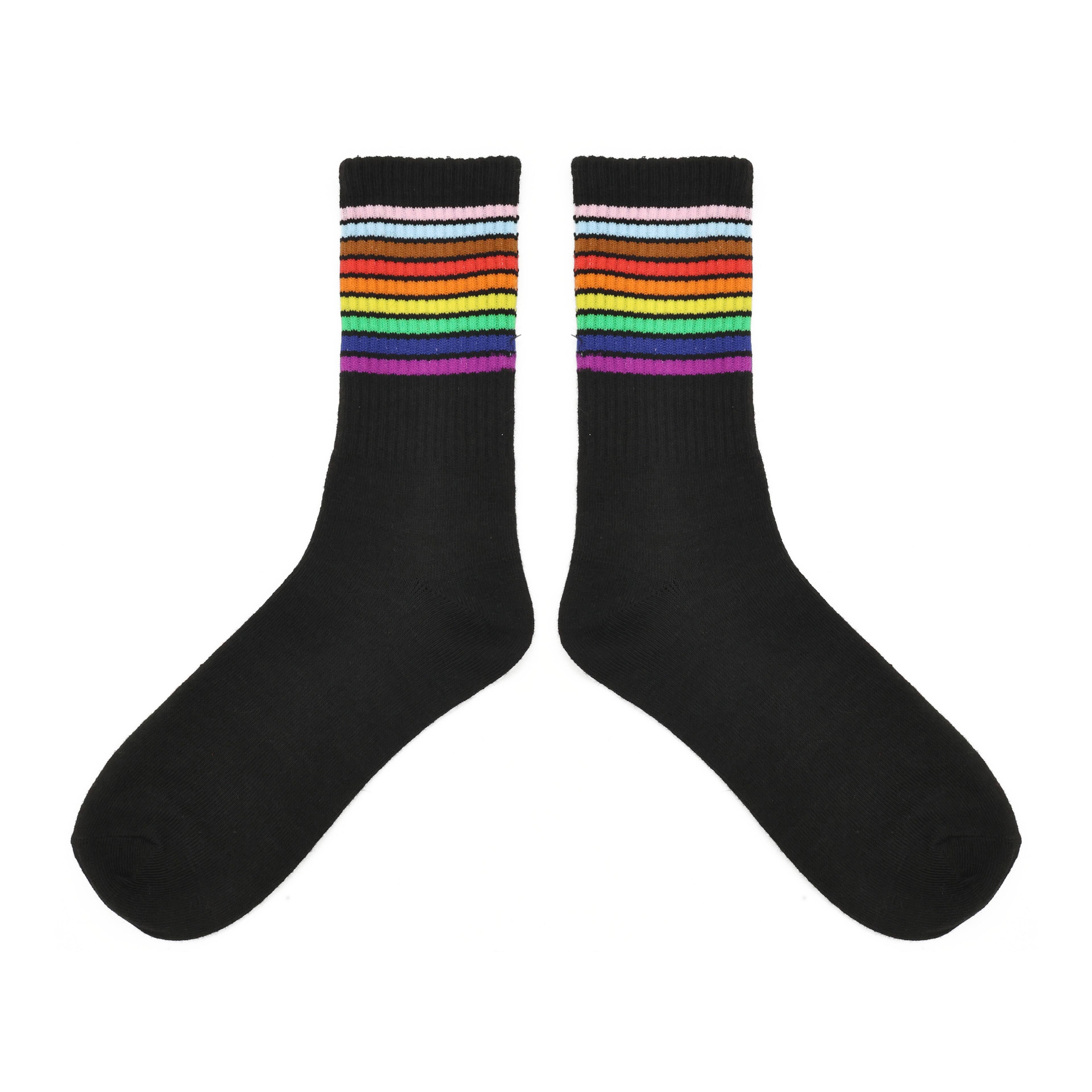 Pride Rainbow Stripes Ribbed Adult Crew Socks by Celebrate It™