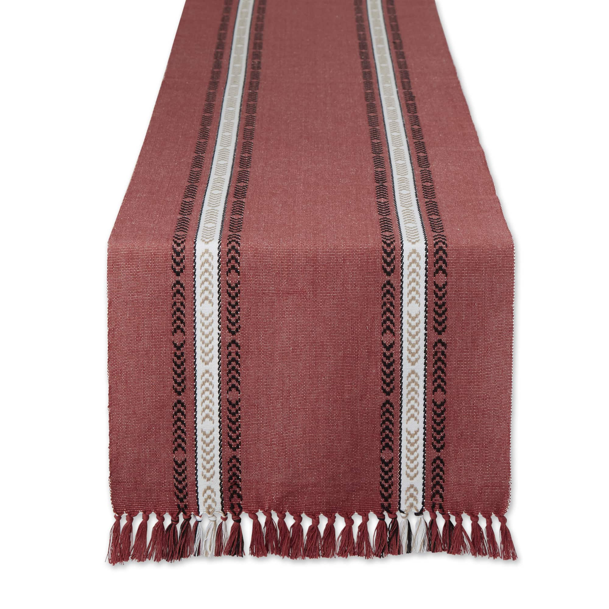 DII® 108" Dobby Striped Fringe Ribbed Table Runner